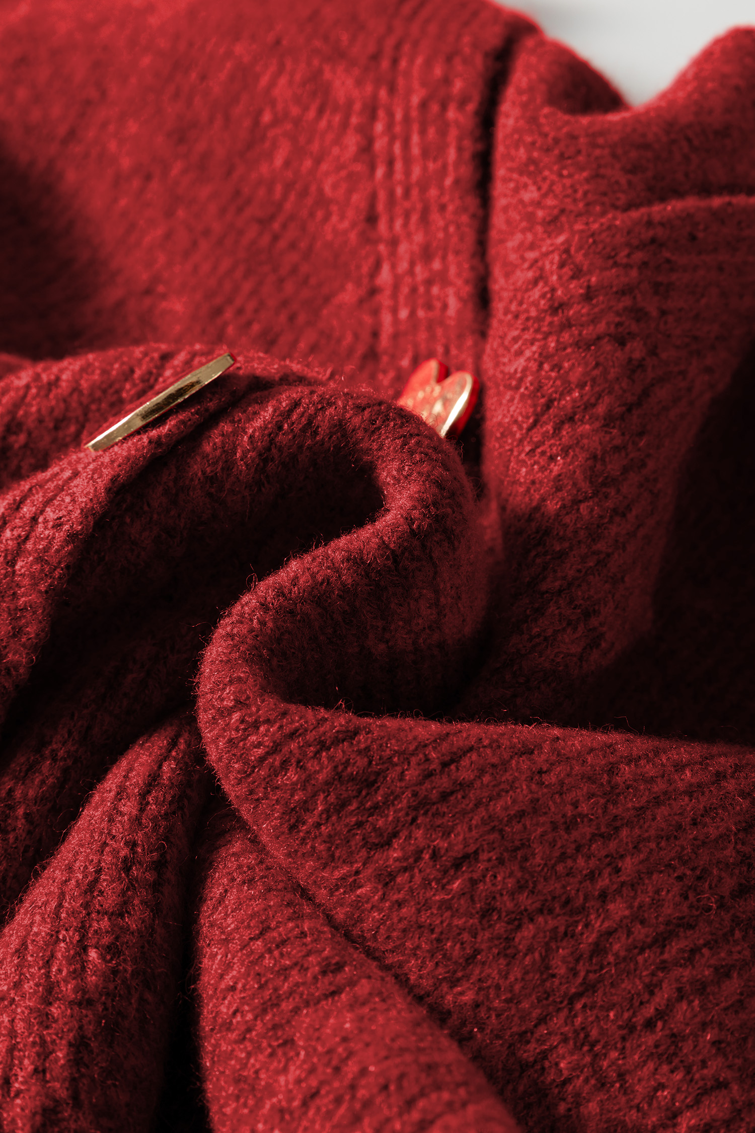 Fiery Red Heart Metal Button V Neck Cardigan Sweater - loveforevers