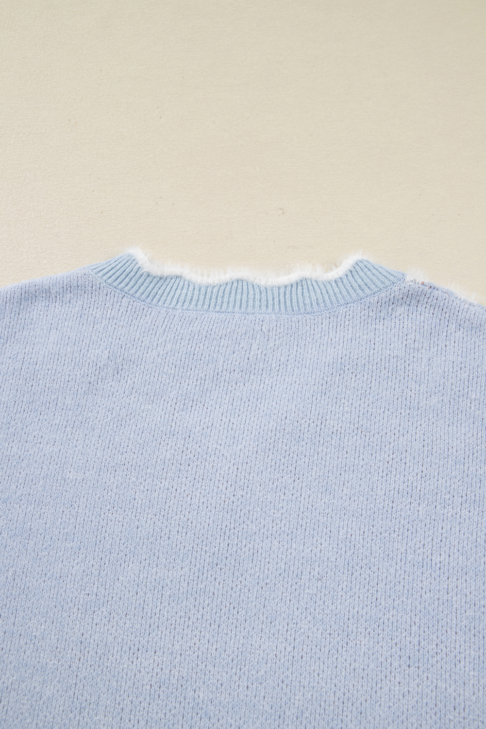 Gray Fuzzy Flower Scalloped V Neck Plus Sweater - loveforevers