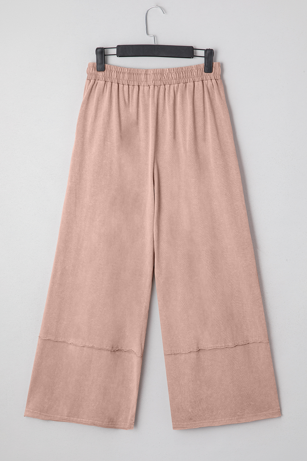 Light Grey Flower Patch Mineral Washed Terry Knit Cropped Wide Leg Pants - loveforevers