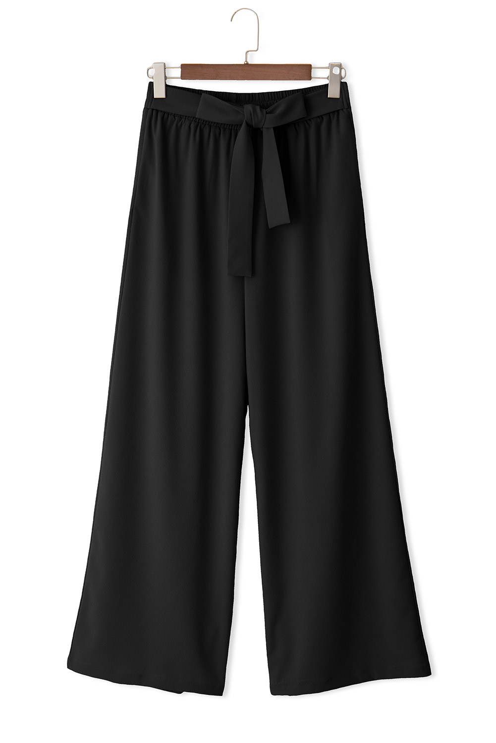 Rose Tan High Waisted Tie Front Side Pocket Wide Leg Flowy Casual Pants - loveforevers