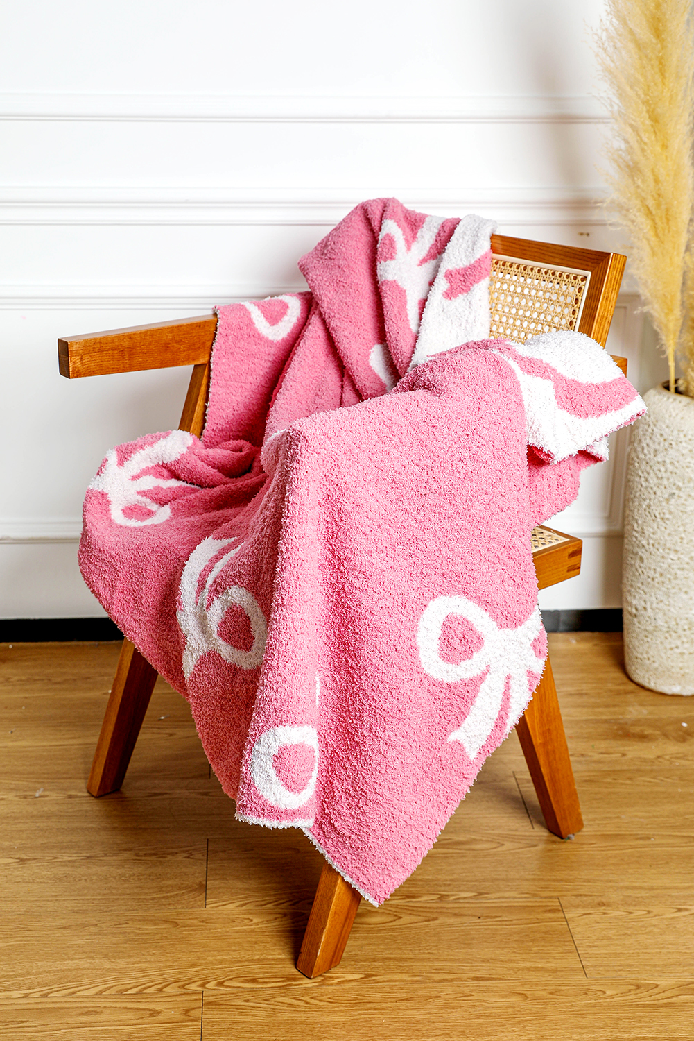 Pink Bow Printed Cozy Soft Throw Blanket - loveforevers