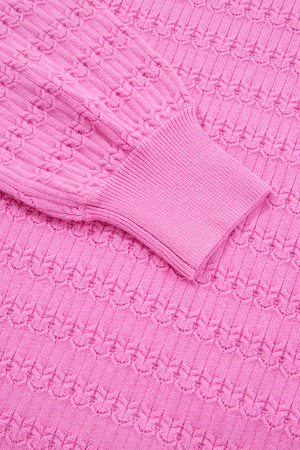 Fiery Red Trendy Pattern Knit Ribbed Cuffs Crew Neck Sweater - loveforevers