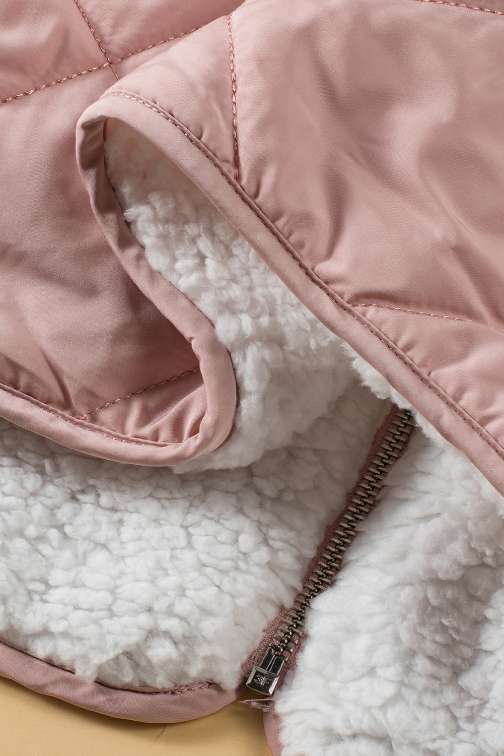 Pink Fleece Lined Quilted Vest Coats - loveforevers