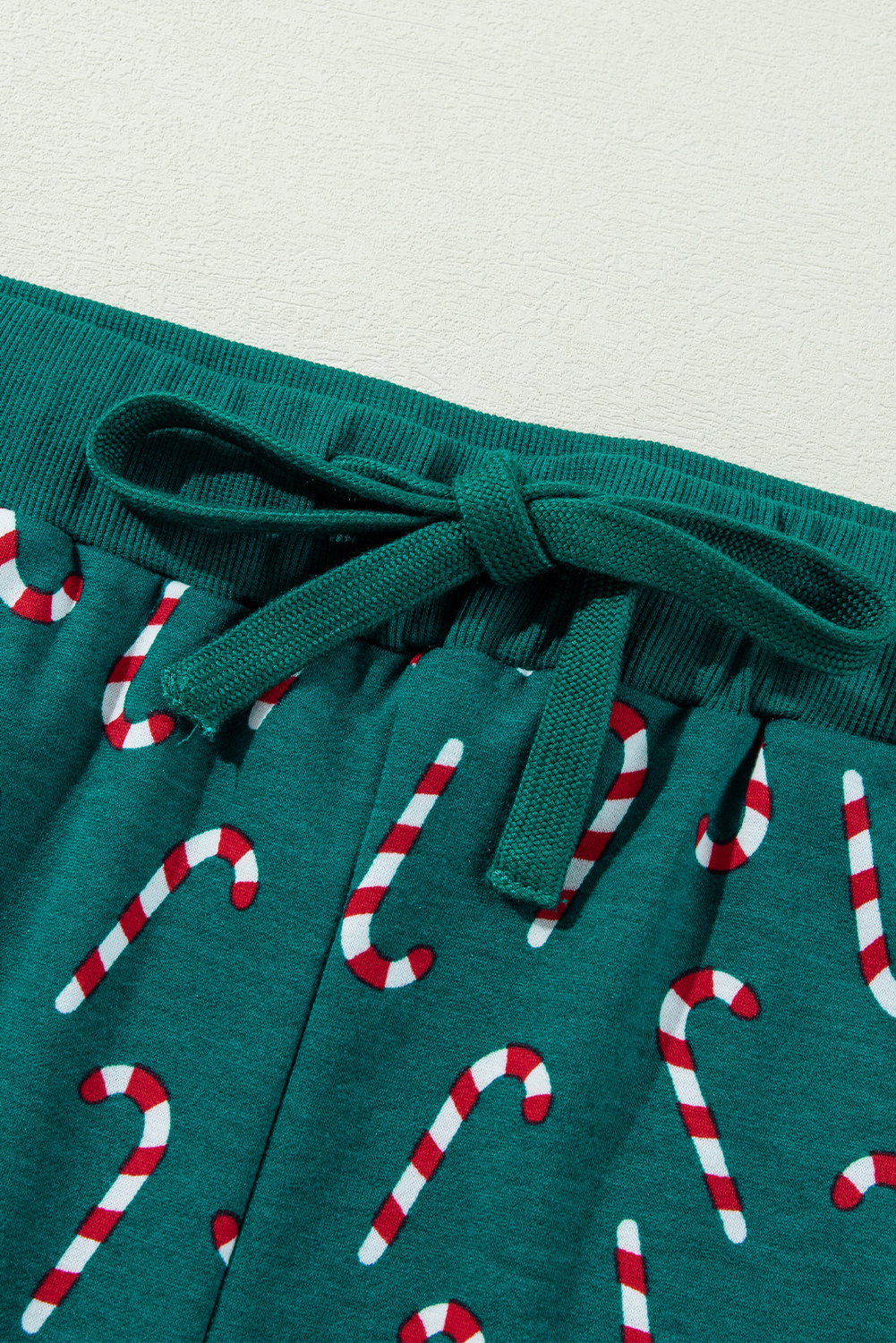 Green Christmas Candy Cane Printed Top and Pants Lounge Set - loveforevers
