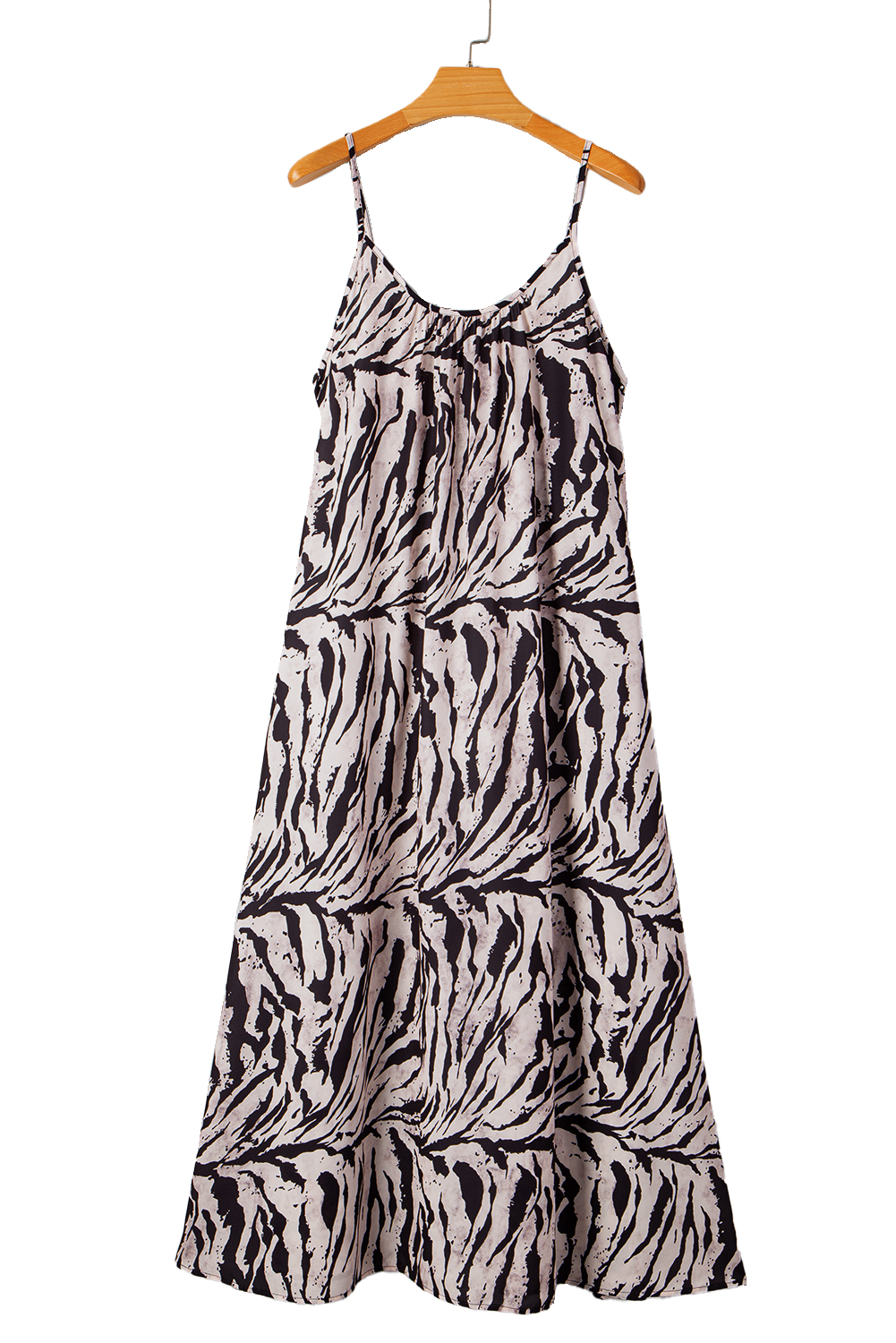 Black Abstract Print Open Back Boho Loose Maxi Sundress - loveforevers