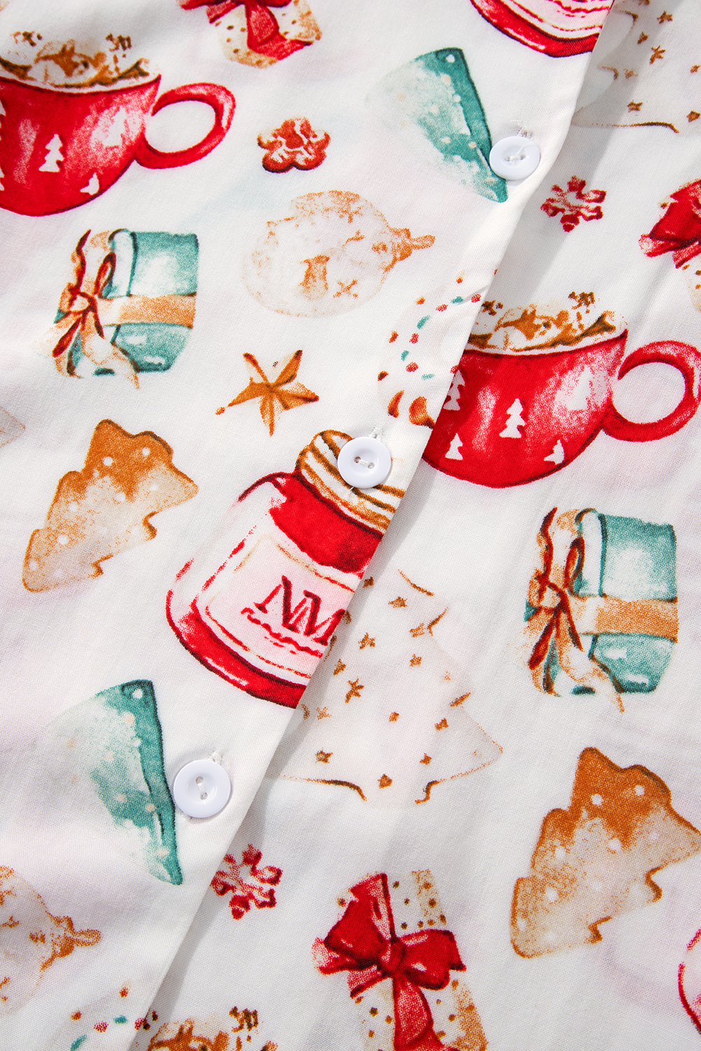 White Christmas Pattern Long Sleeve Shirt and Pants Pajama Set - loveforevers