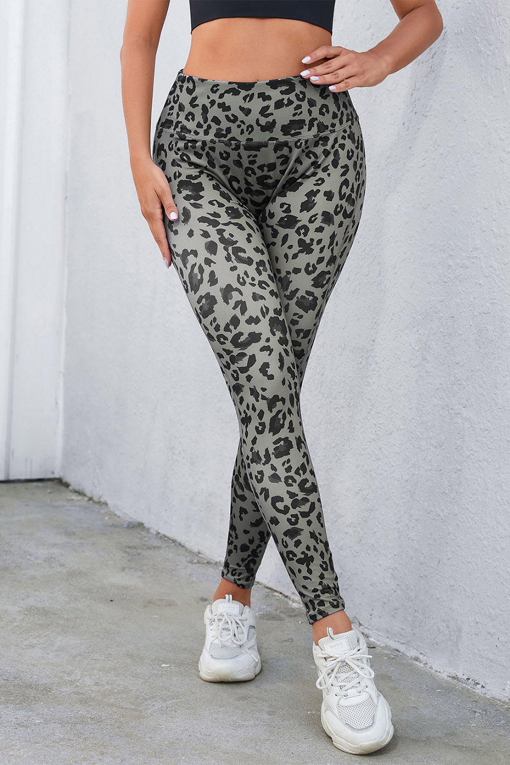 Gray Classic Leopard Print Active Leggings - loveforevers