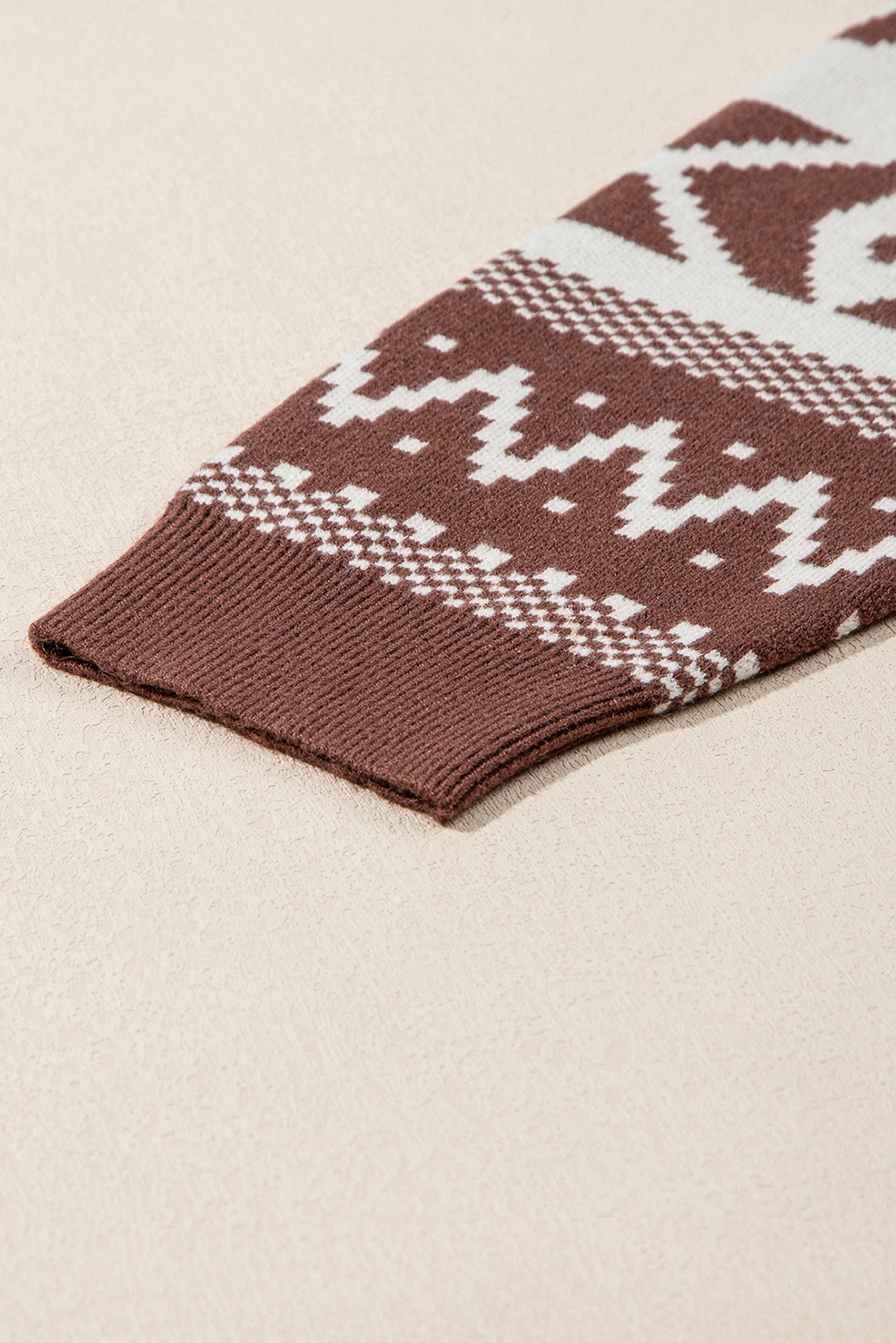Brown Abstract Print Pullover Sweater - loveforevers