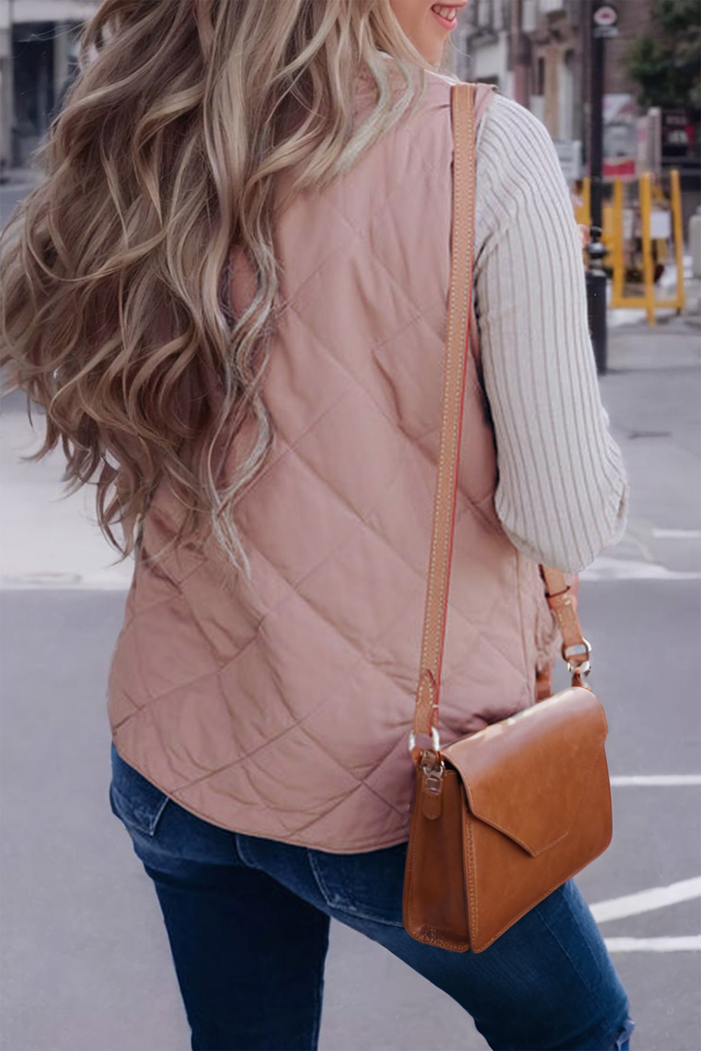 Pink Fleece Lined Quilted Vest Coats - loveforevers