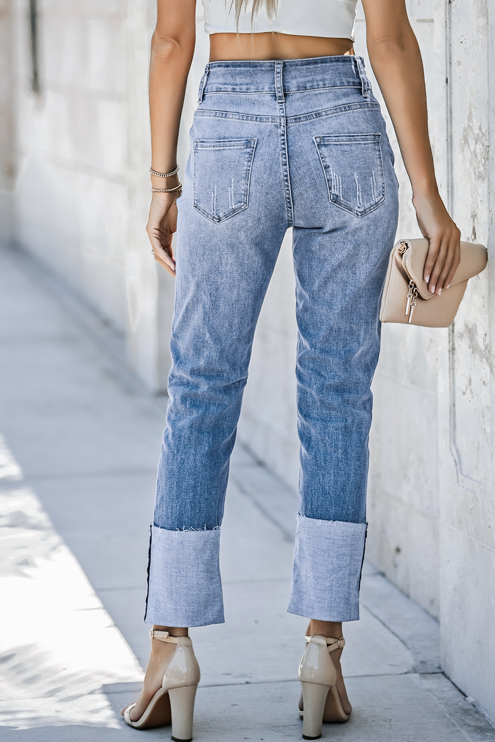 High Waist Distressed Straight Leg Jeans - loveforevers