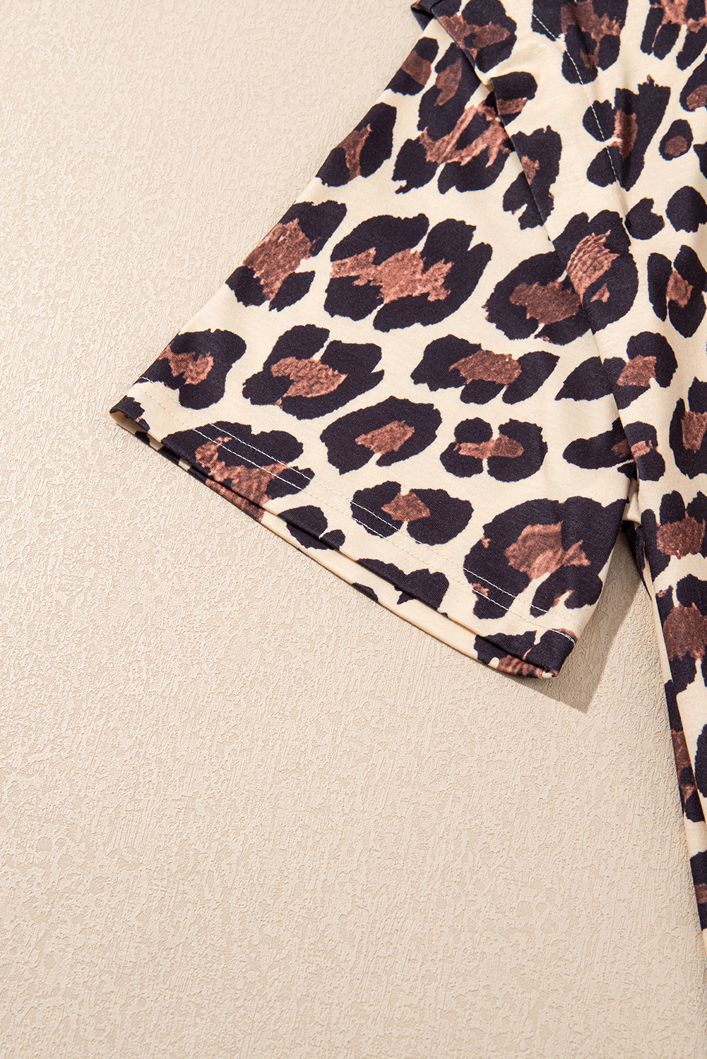 Khaki Cheetah Print Round Neck Loose Fit T Shirt - loveforevers