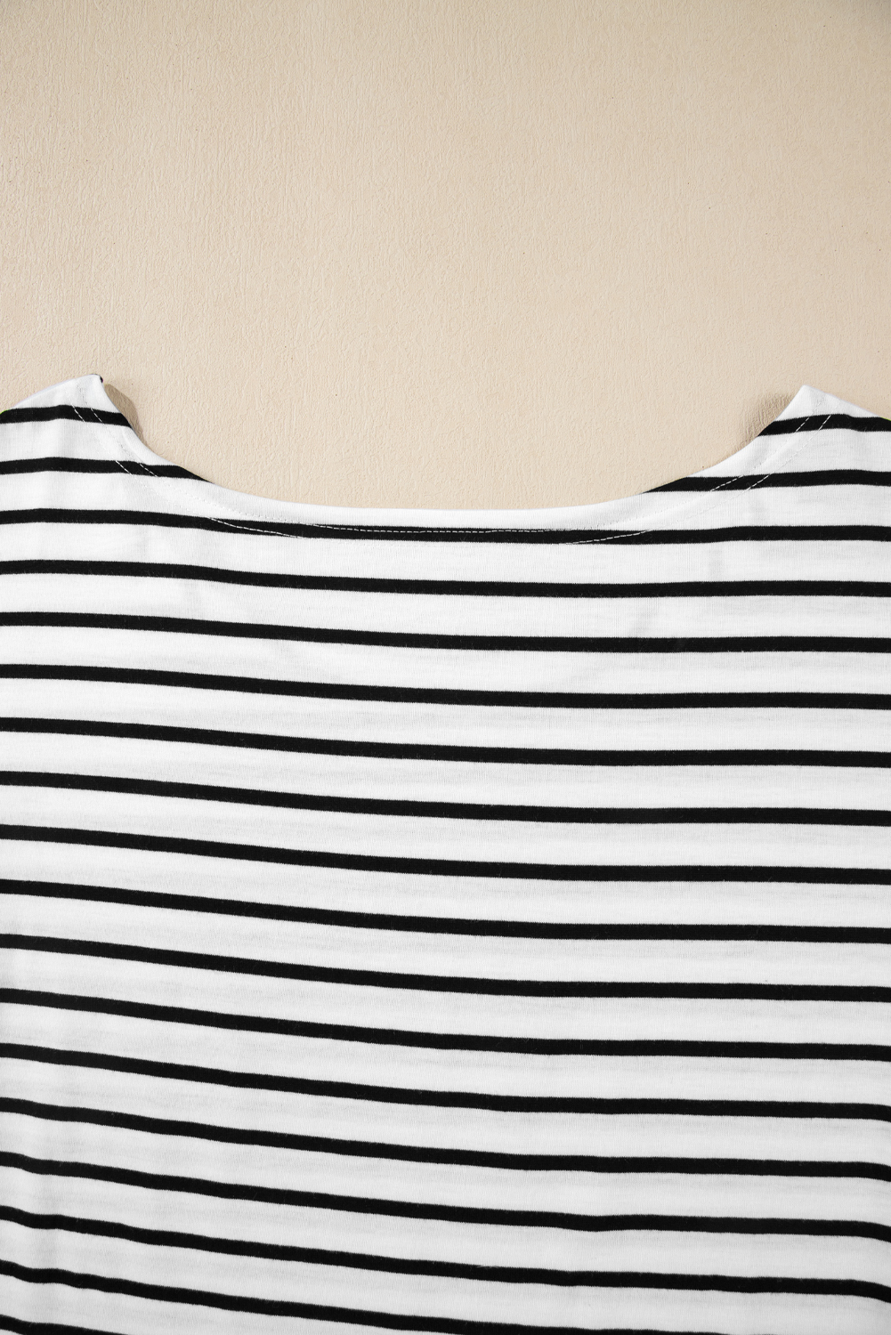 Black Stripe Half Sleeve Scoop Neck Loose Top - loveforevers
