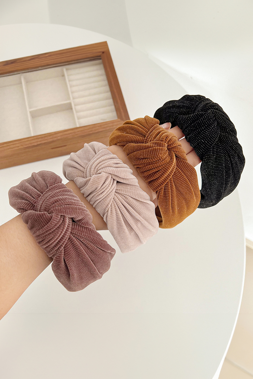 Chestnut Knotted Ribbed Wide Headband - loveforevers