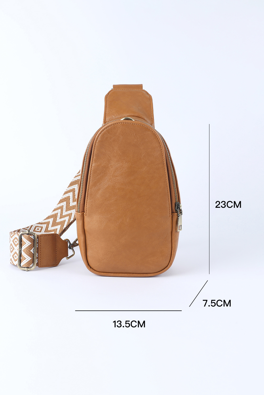 Brown Faux Leather Zipped Crossbody Chest Bag - loveforevers