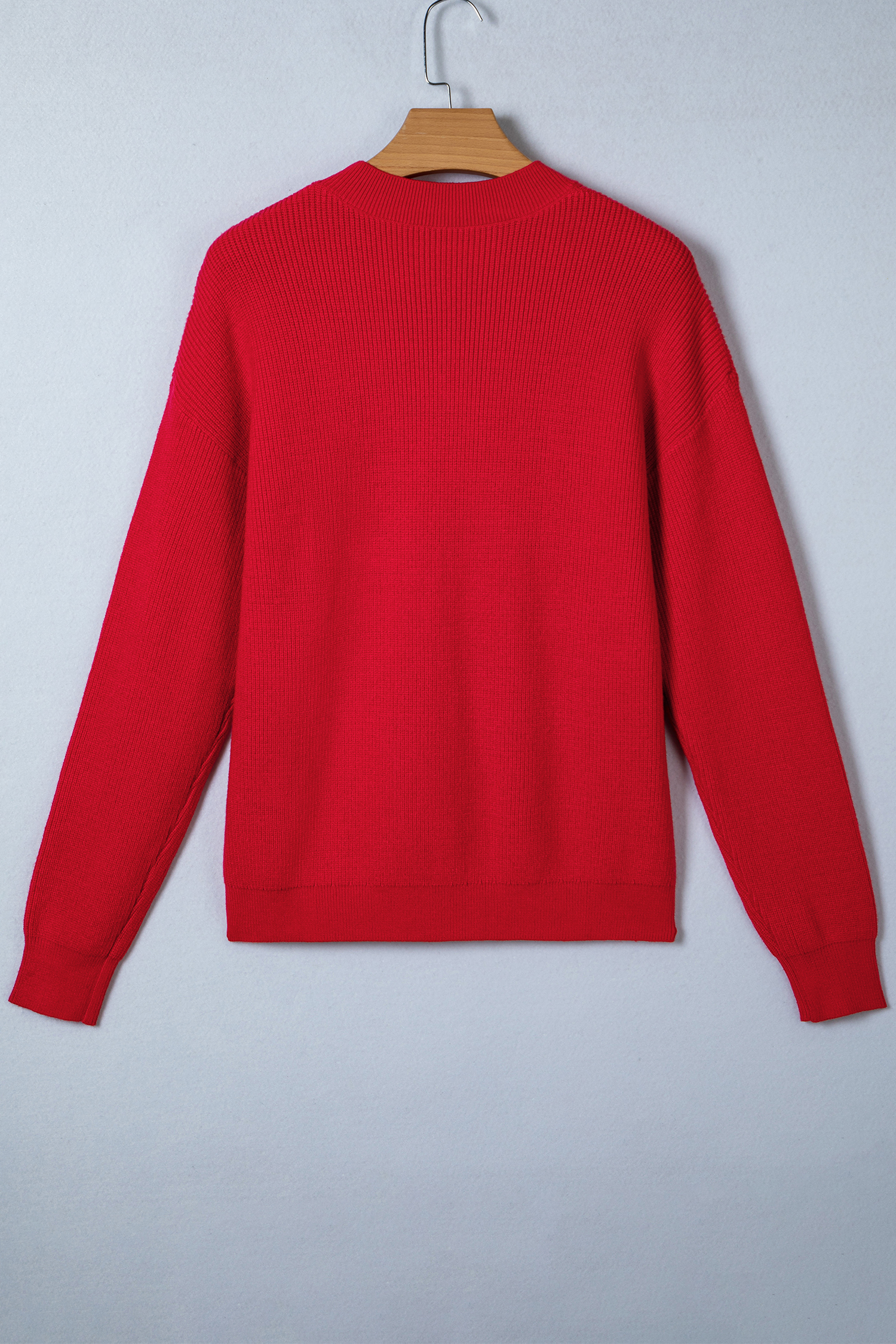 Fiery Red Bow Embroidered Graphic Ribbed Sweater Top - loveforevers