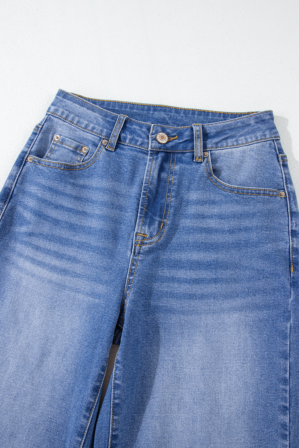 Real Teal Raw Hem Unique Cuffs Straight High Rise Loose Jeans - loveforevers