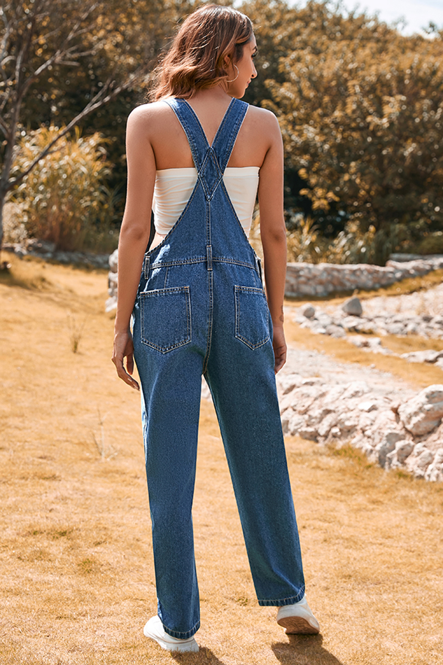 Light Blue Retro Bib Pocket Buckle Straps Casual Denim Jumpsuit - loveforevers
