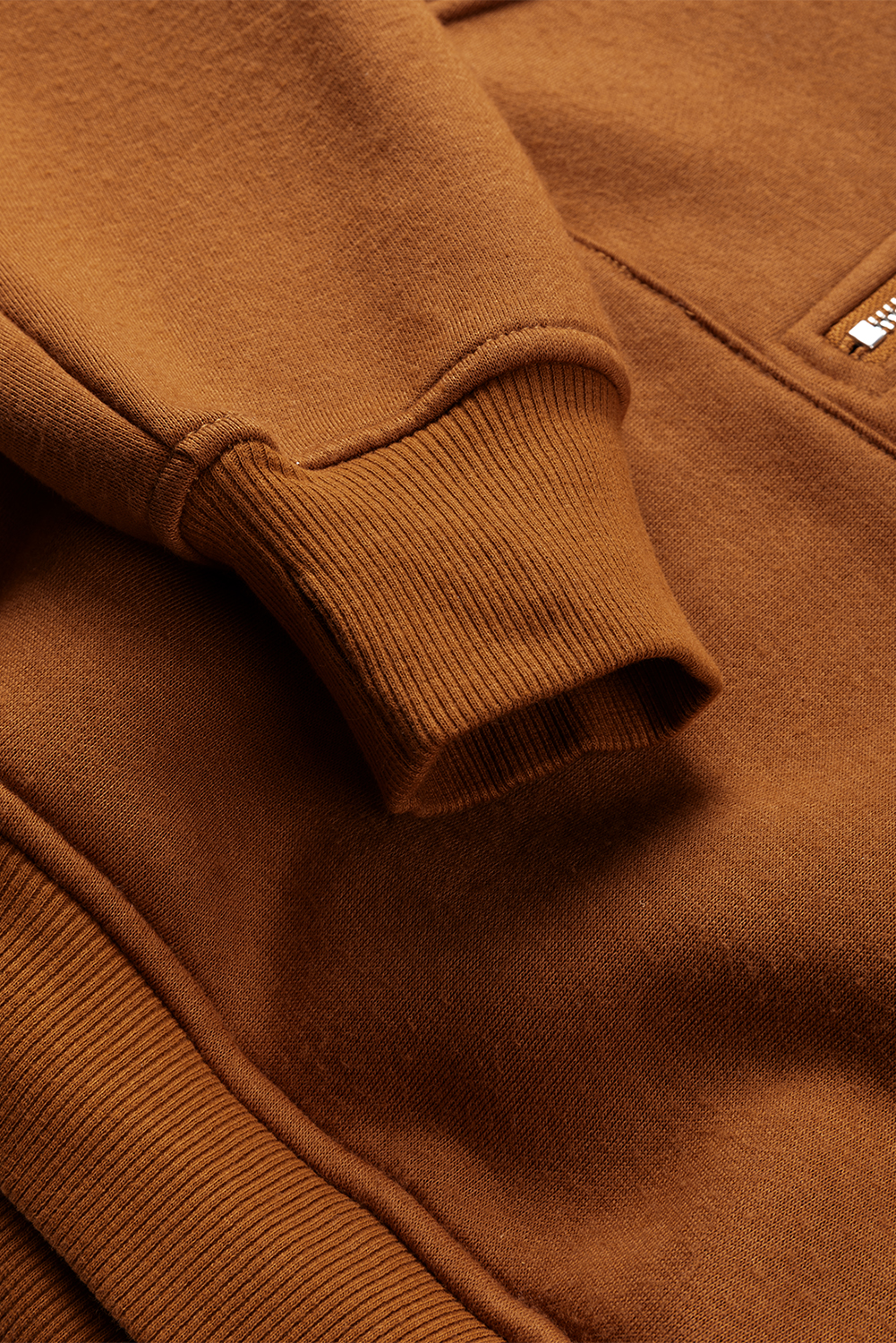 Brown Quarter Zip Kangaroo Pocket Hoodie - loveforevers