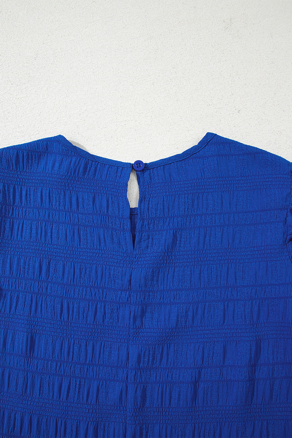 Dark Green Textured Ruffled Sleeve Round Neck Top - loveforevers