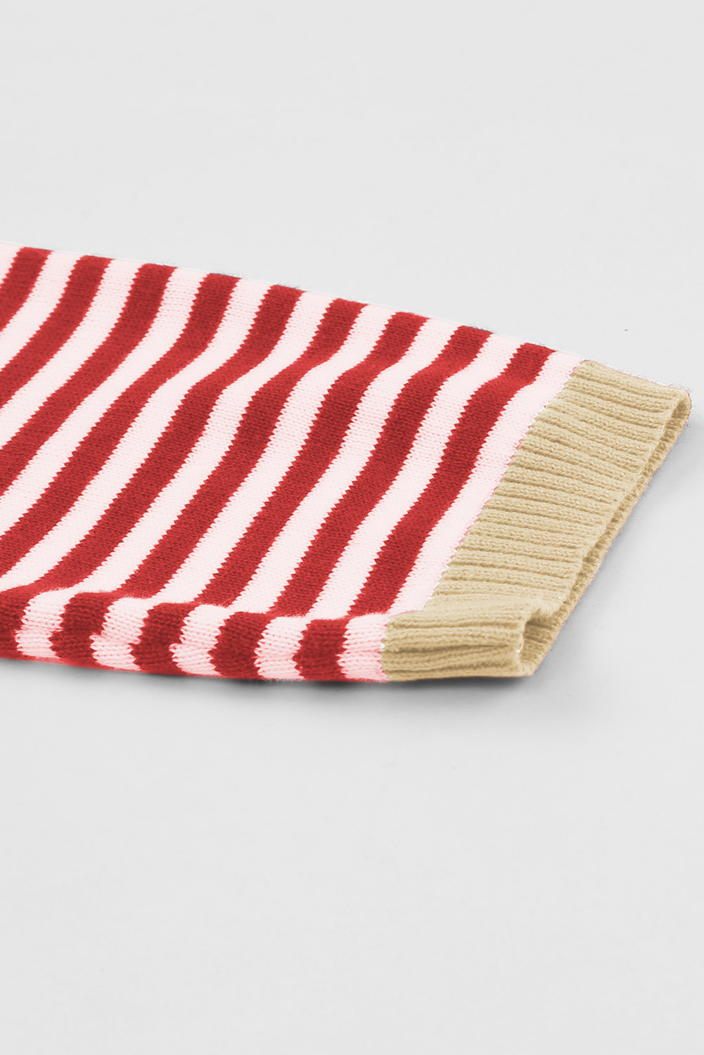 Fiery Red Striped Contrast Trimmed Drop Shoulder Sweater - loveforevers