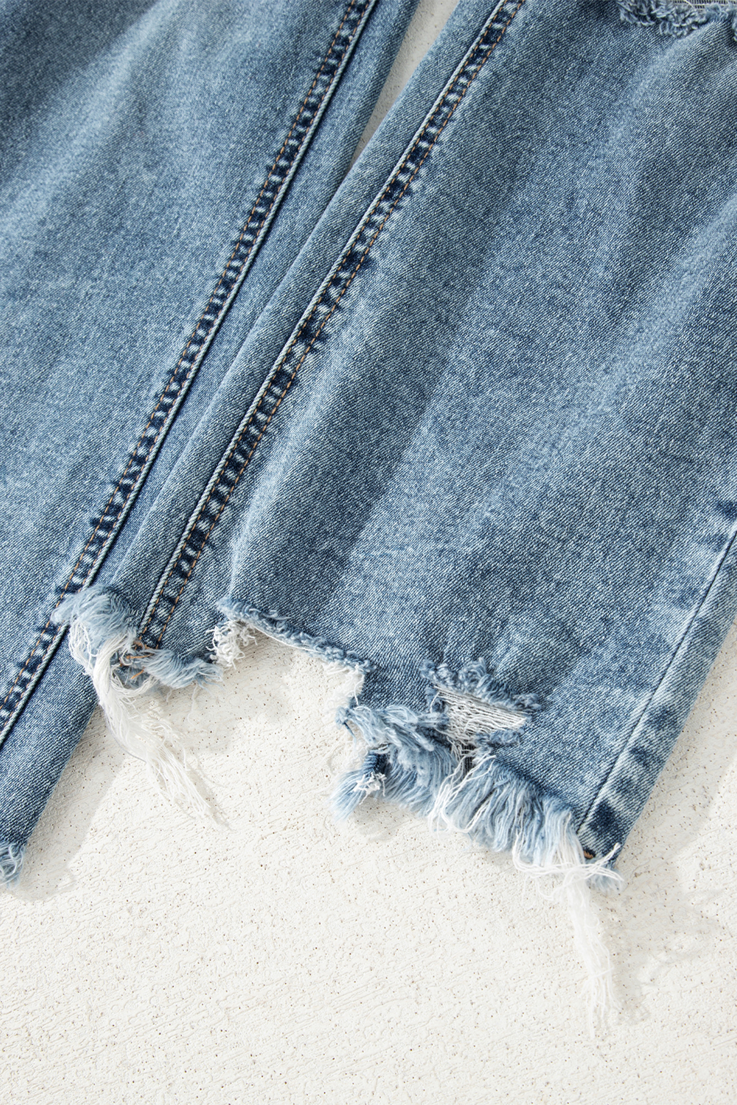 Myosotis Raw Hem Ripped Open Knee Fit Flare Jeans - loveforevers
