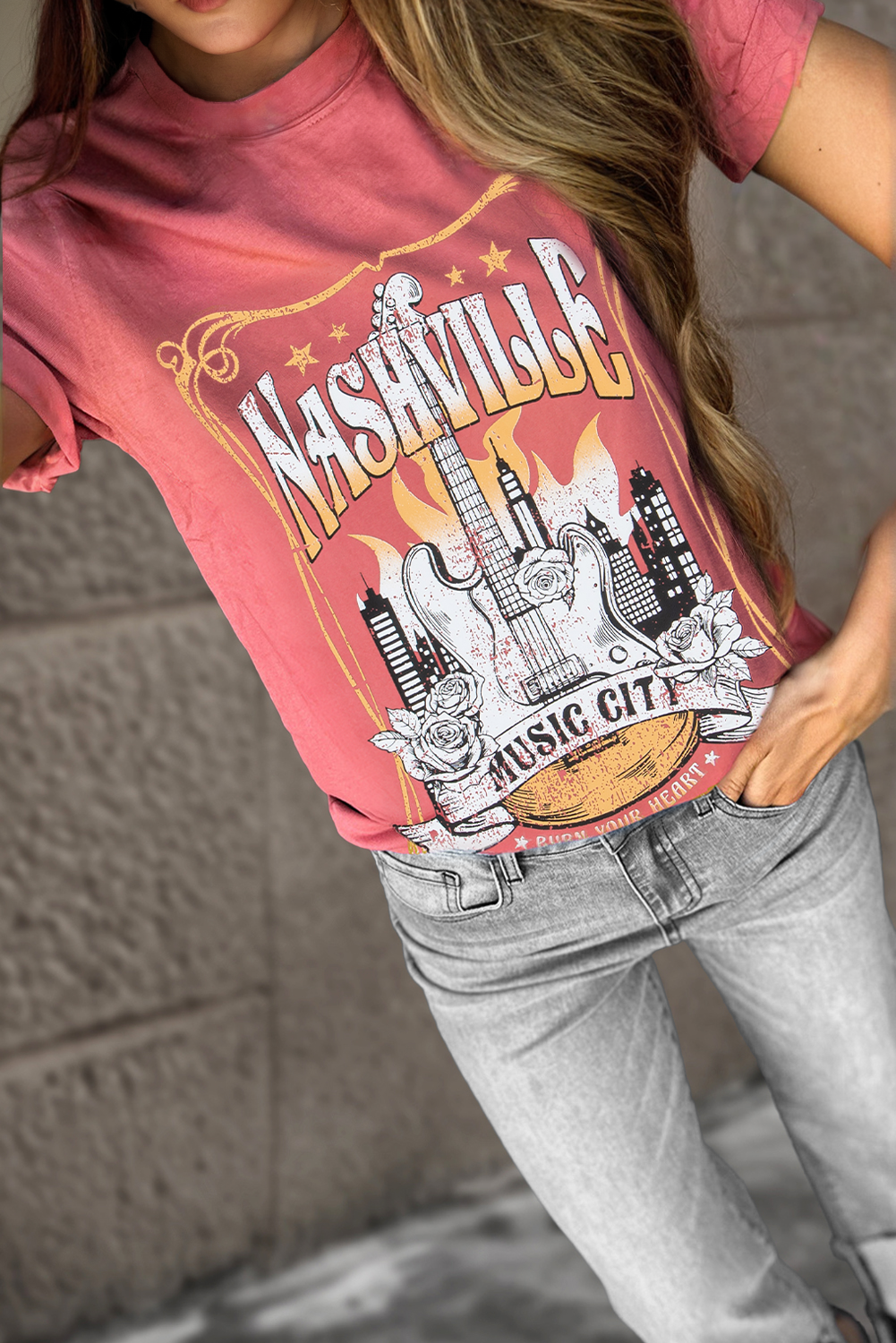 Mineral Red Nashville Music City Graphic Retro Fashion Tee - loveforevers