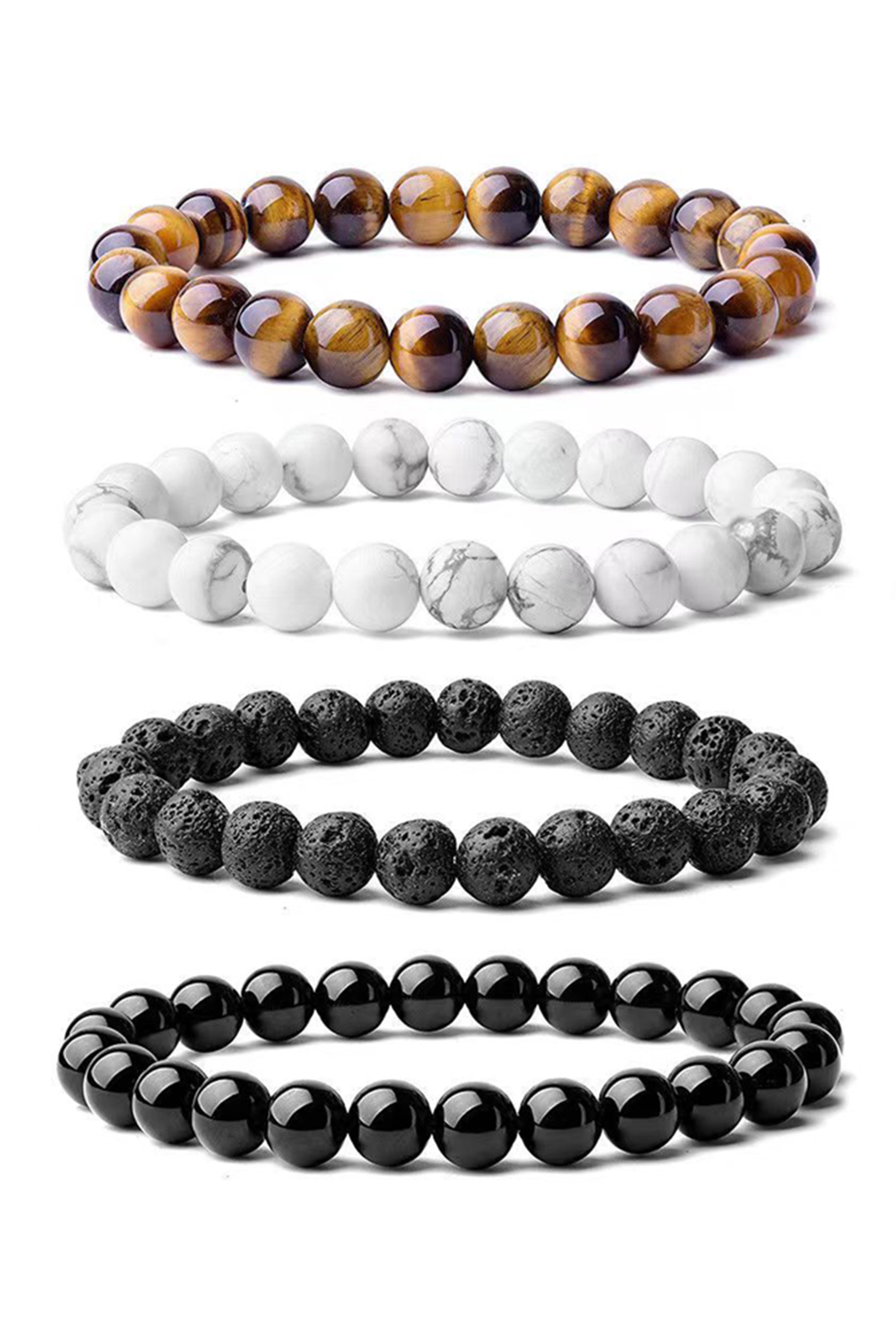 Black Retro Beaded Crystal 4pcs Bracelet Set - loveforevers