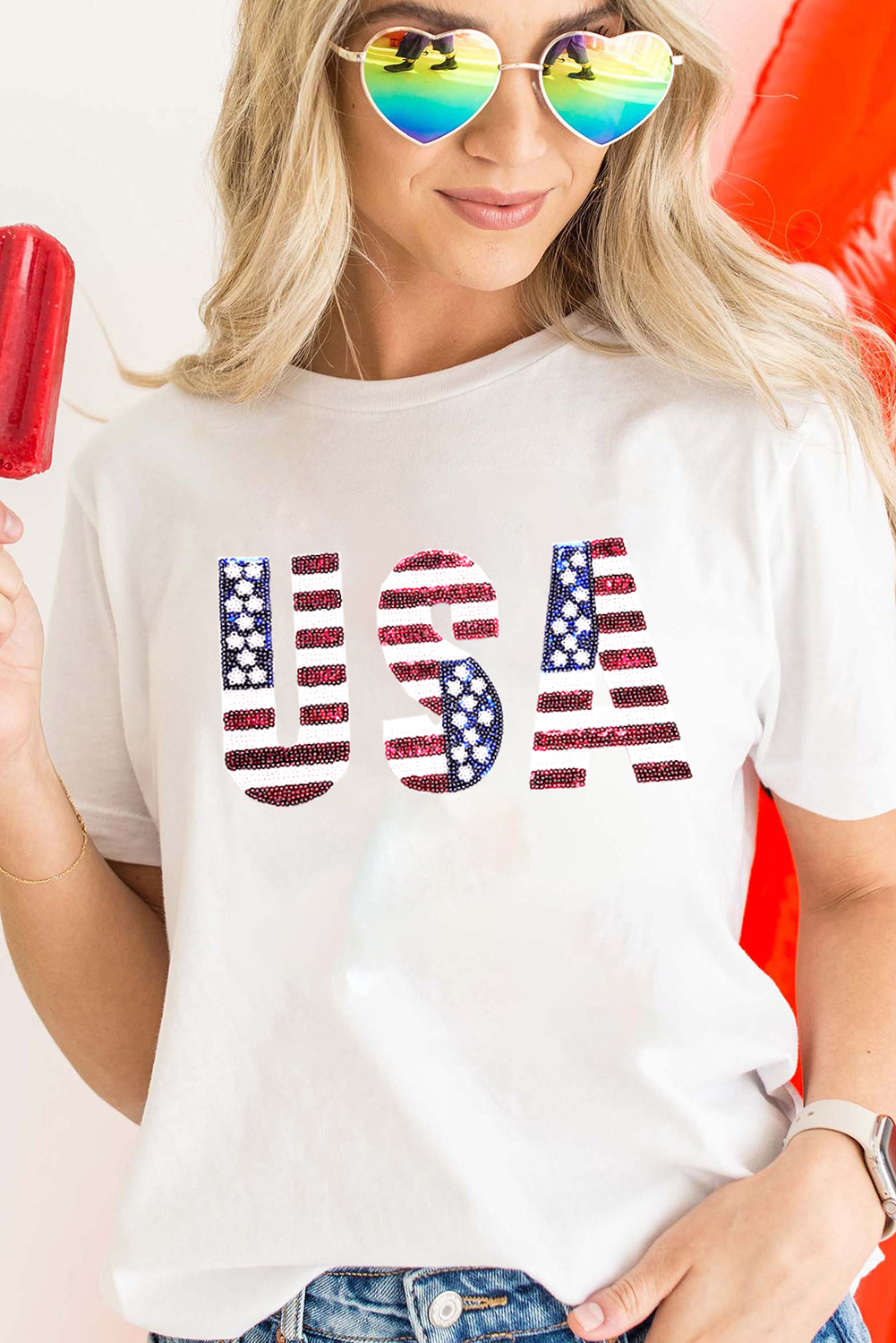 Gray Blooming USA Flag Print Casual T Shirt - loveforevers