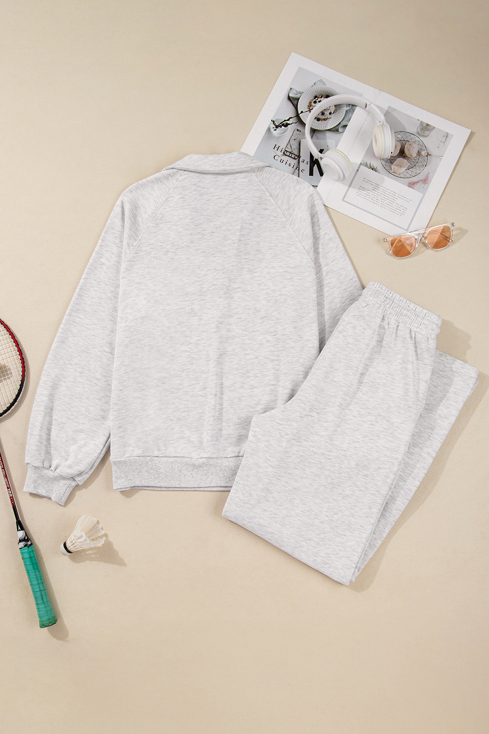 Light Grey Polo Tee Casual Pant Set - loveforevers