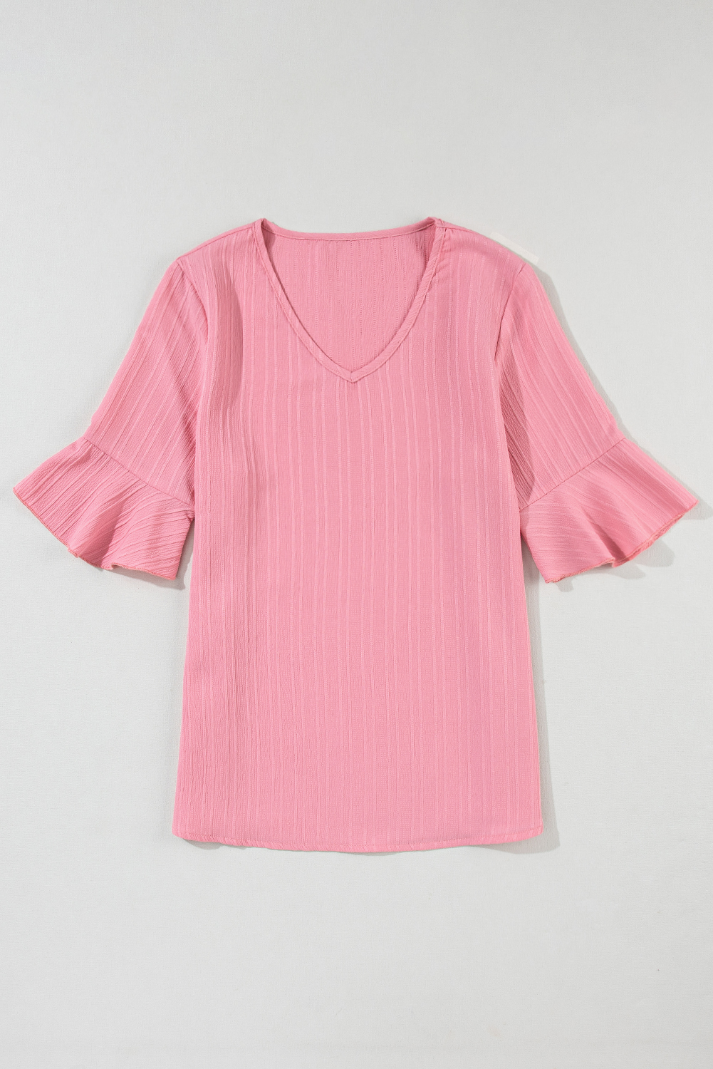 Beau Blue Ruffled Half Sleeve V Neck Textured Top - loveforevers
