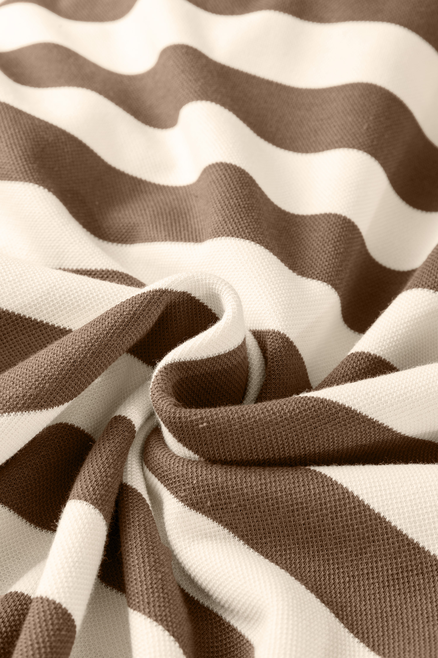 Khaki Stripe Collared V Neck Long Sleeve Loose Casual Dress - loveforevers