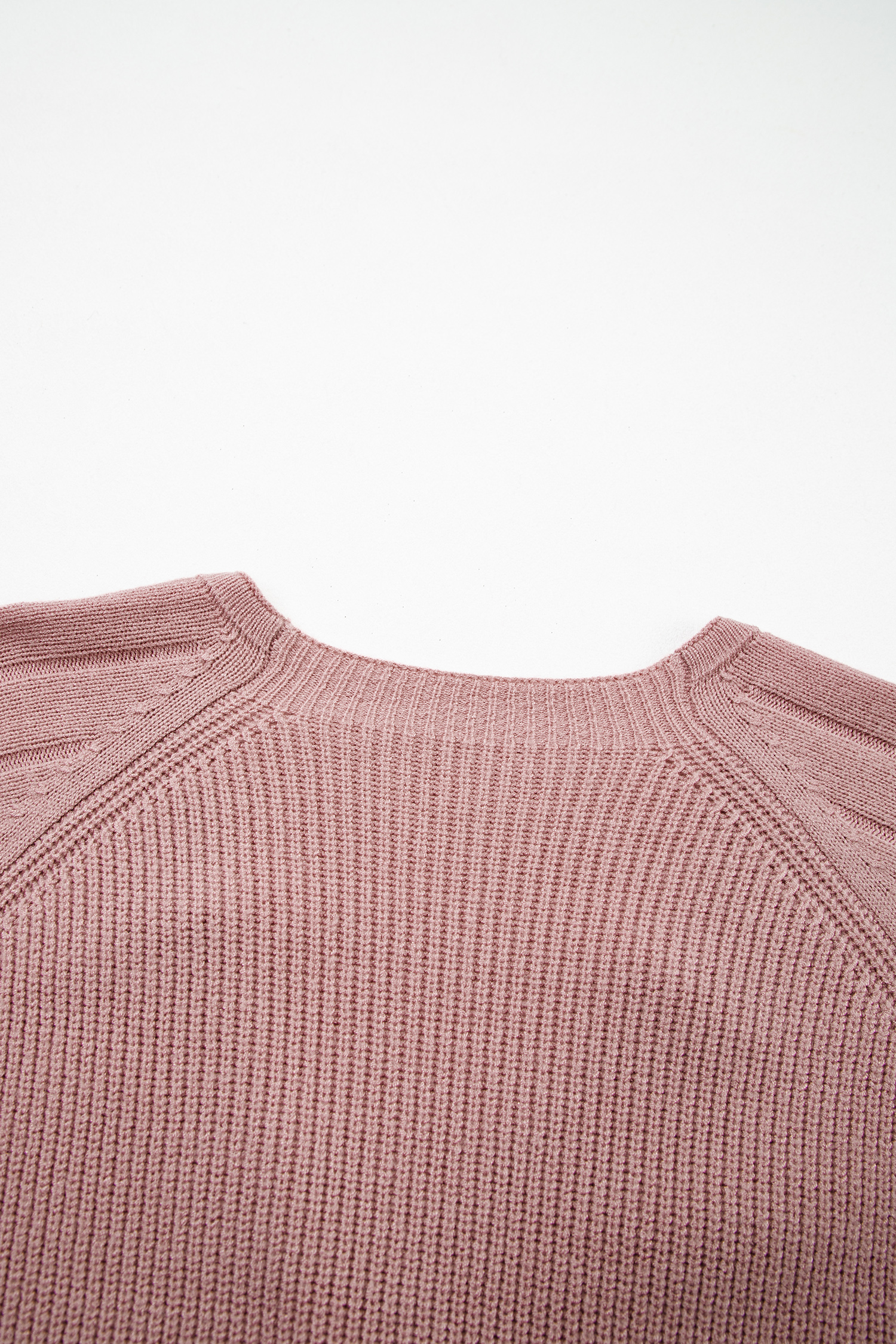 Light Pink Mixed Texture Knit Button V Neck Sweater Cardigan - loveforevers