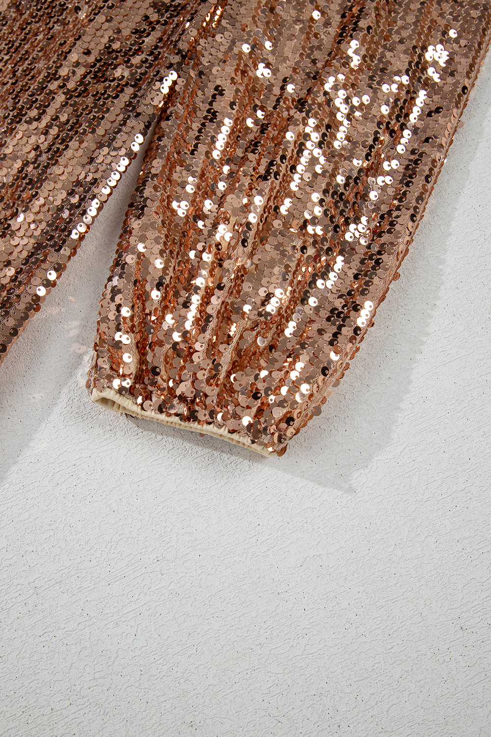 Gold Sequined Long Sleeve Cutout Back Mini Dress - loveforevers