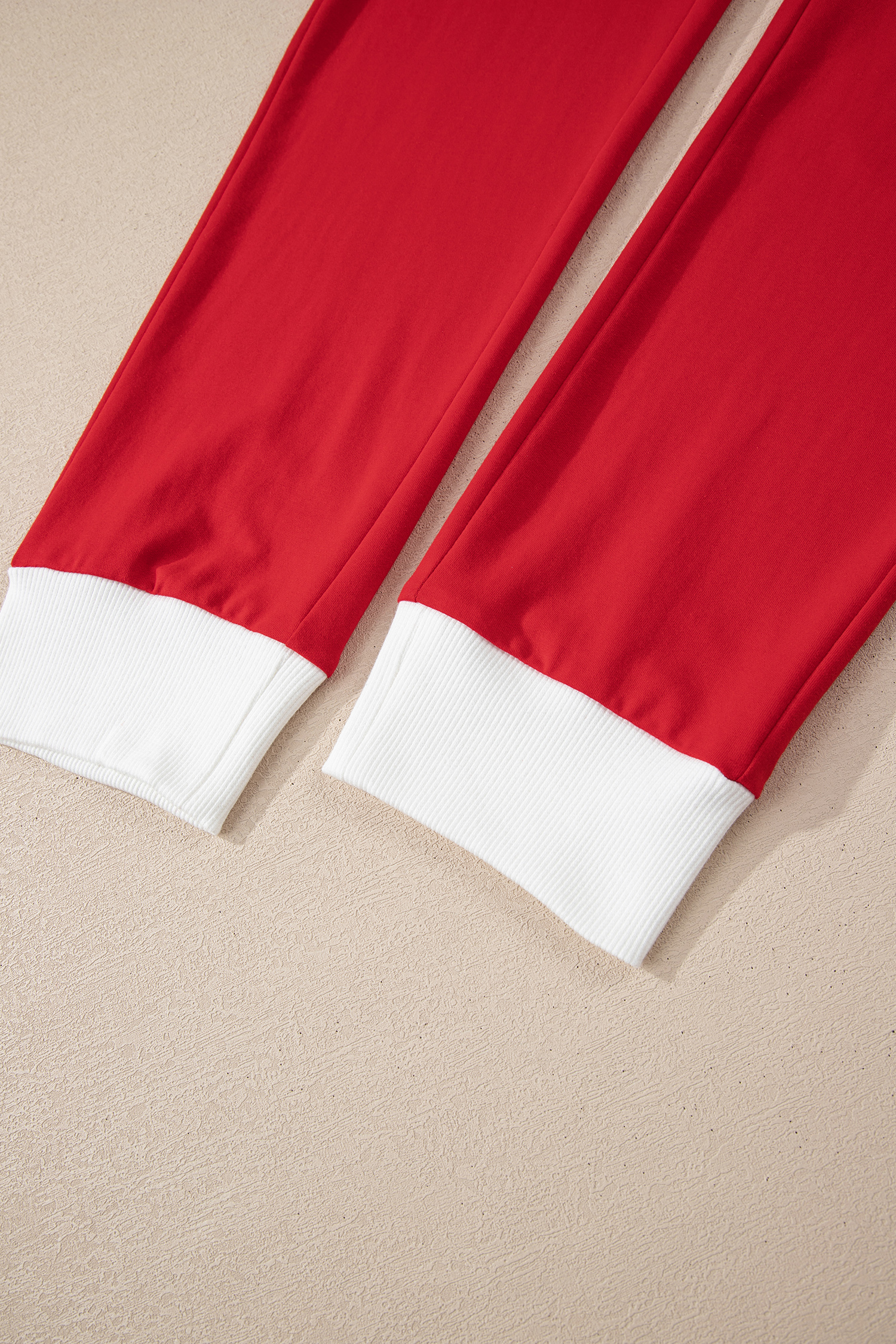 Fiery Red Contrast Trim Button V Neck Ribbon Bow Knot Waist 2pcs Lounge Pant Set - loveforevers