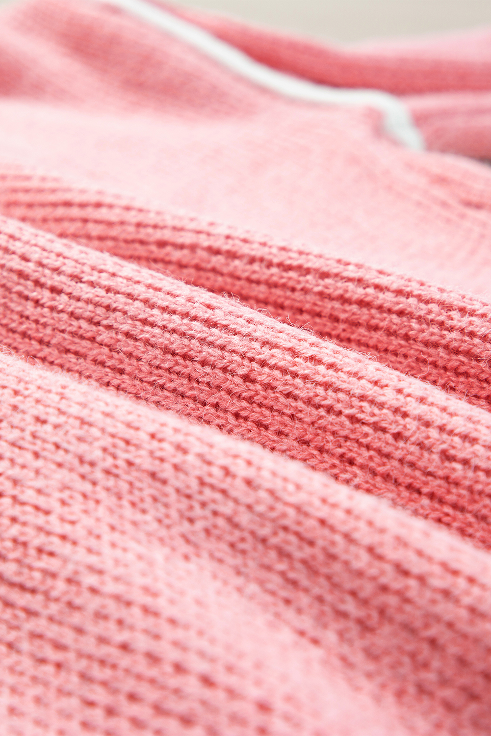 Pink Flower V Neck Dropped Shoulder Sweater - loveforevers