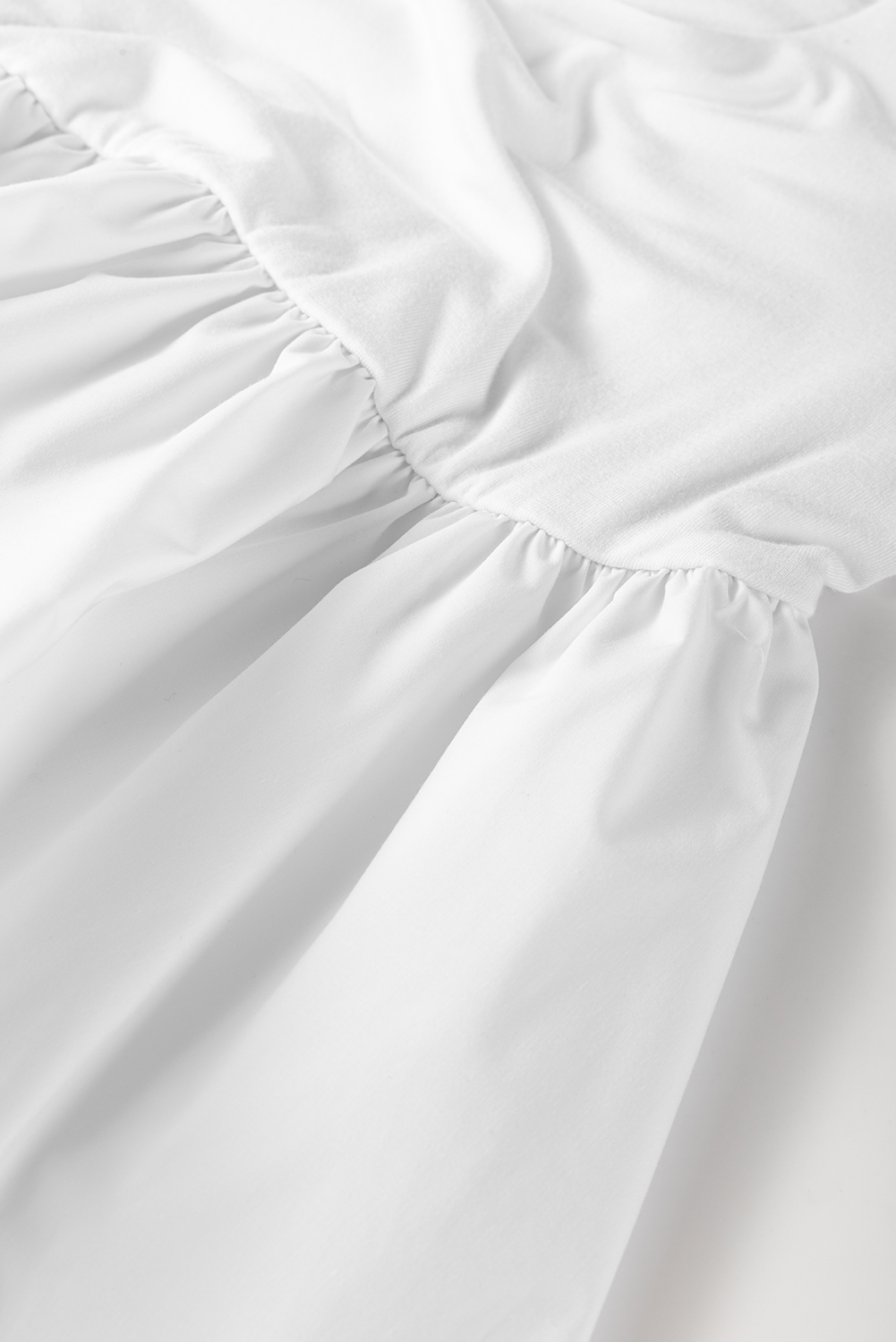 White U Neck Long Sleeve Bubble Hem Top - loveforevers