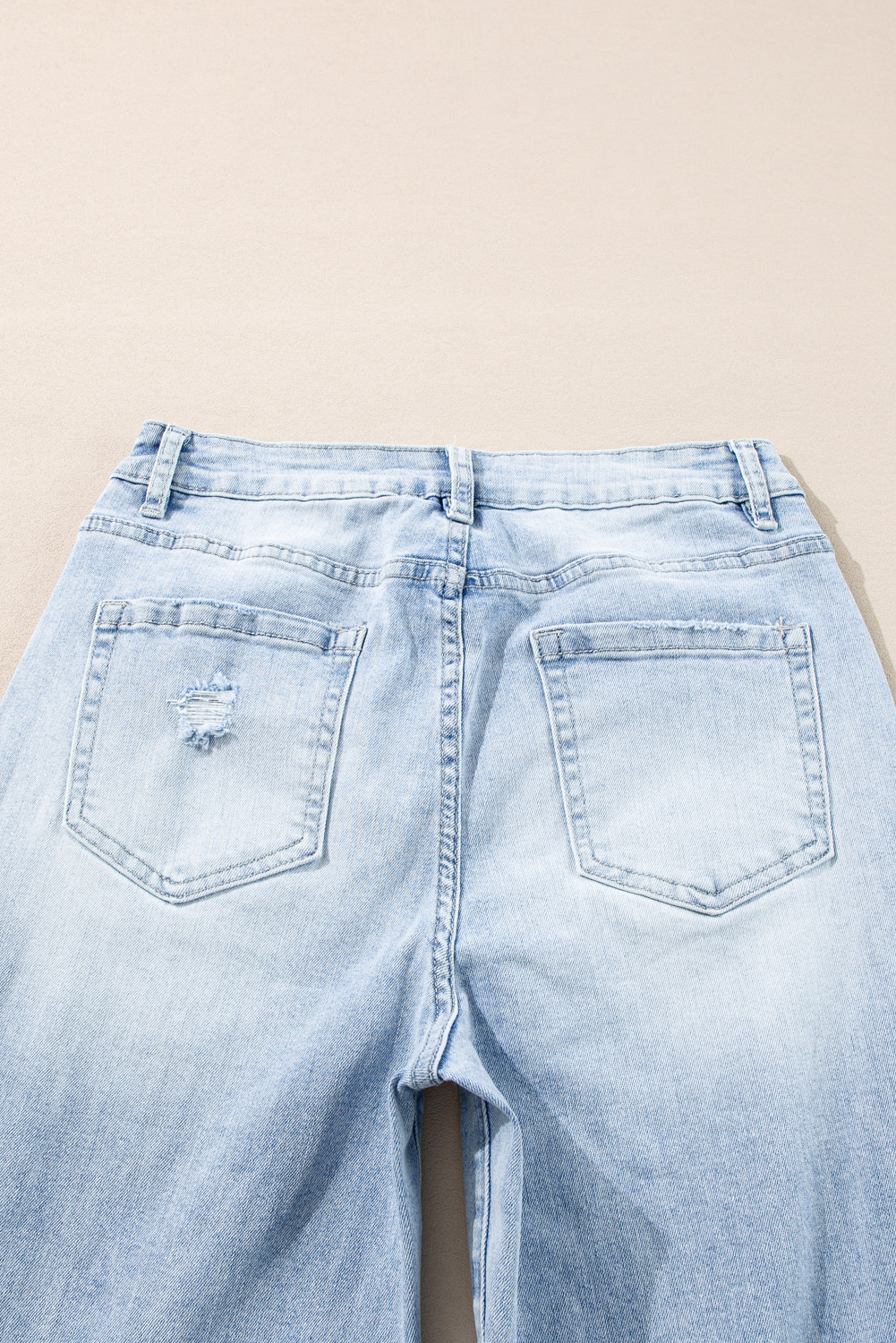 Beau Blue Light Wash Distressed Straight Jeans - loveforevers