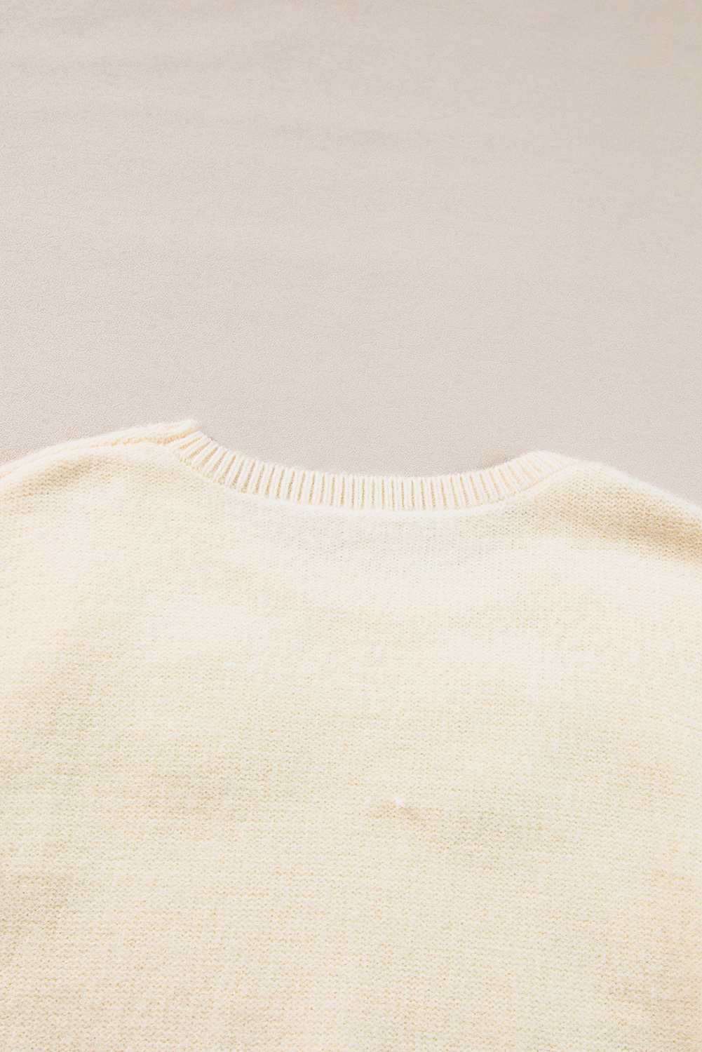 Pink Knitted Flower Pattern Ribbed Edge Sweater - loveforevers