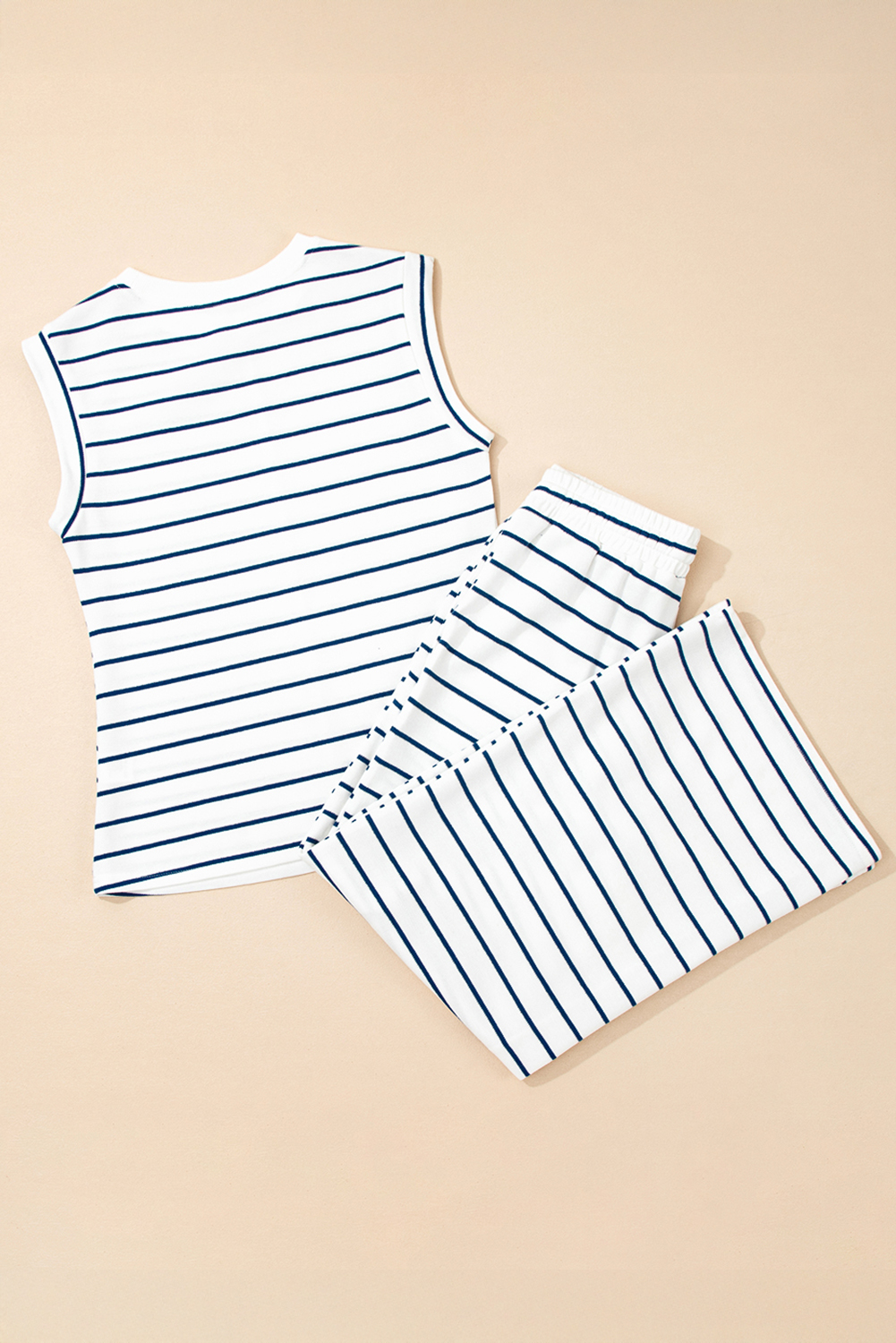 Sail Blue Casual Wide Leg 2pcs Pants Set - loveforevers