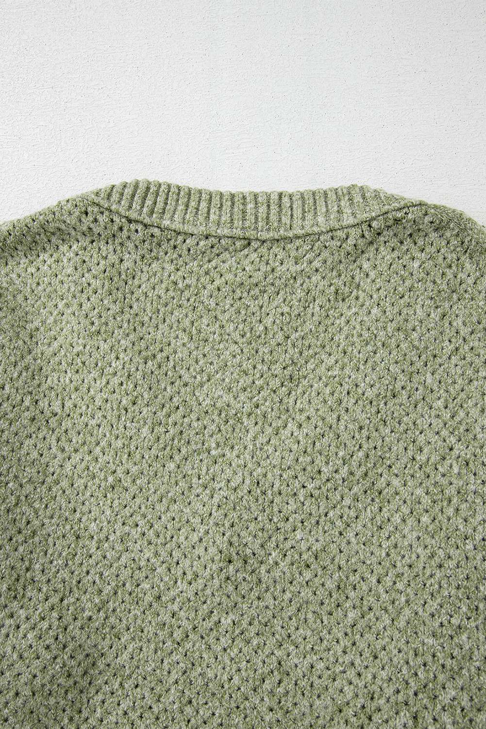 Parchment Loose Eyelet V Neck Drop Shoulder Sweater - loveforevers