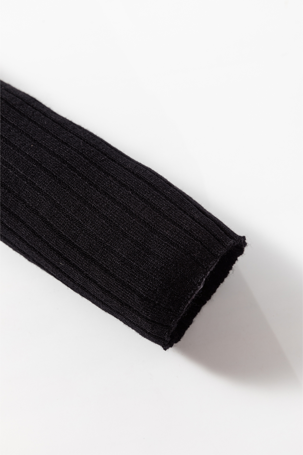 Black Ribbed Knit Collared Slim Fit Sweater Cardigan - loveforevers