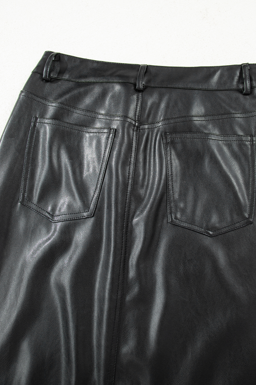 Black Faux Leather Side Slit Maxi Skirt - loveforevers