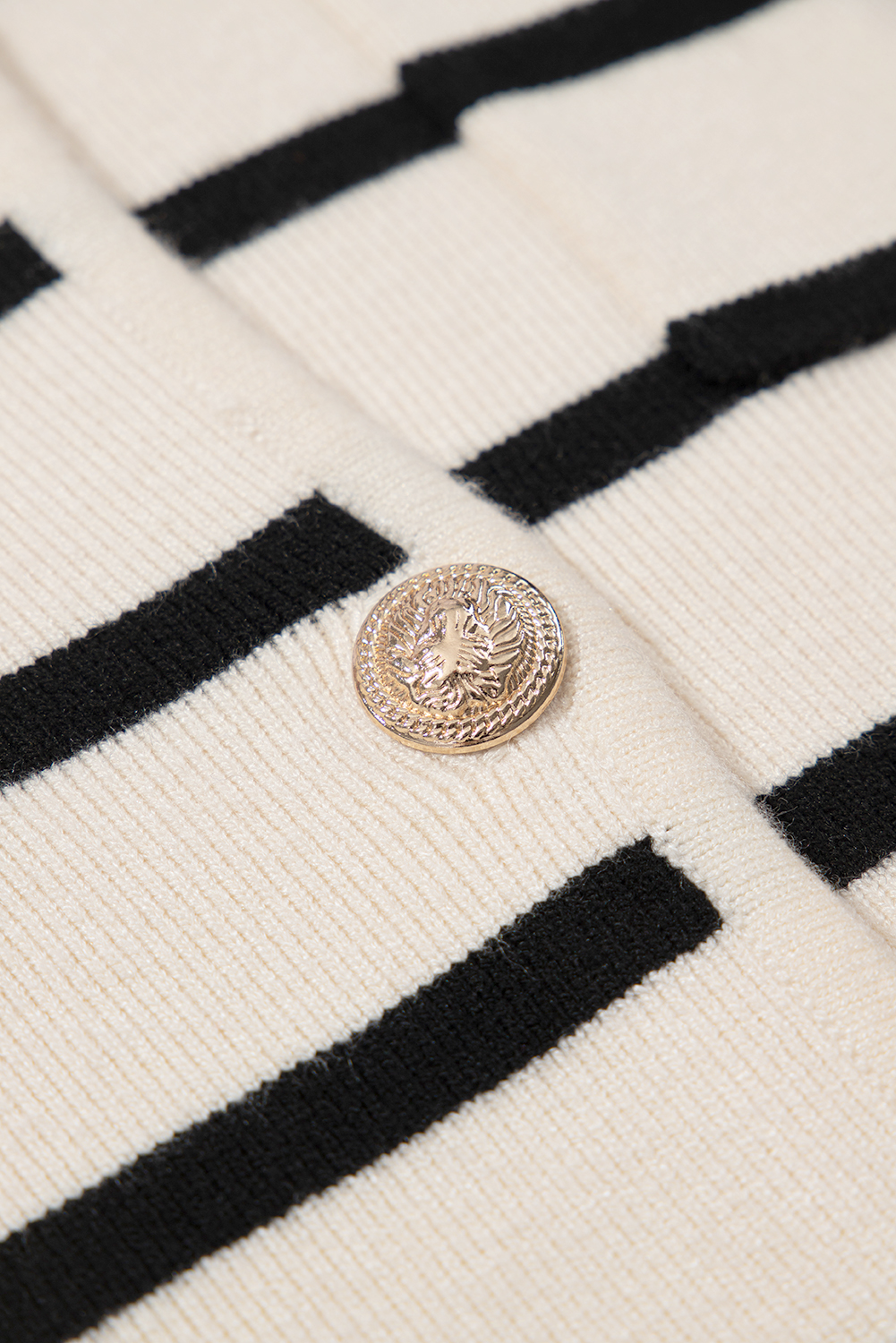 Black Stripe Flap Pocket Buttoned Cardigan Sweater - loveforevers