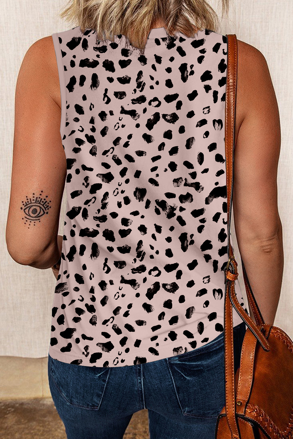 Apricot Leopard Round Neck Tank Top - loveforevers