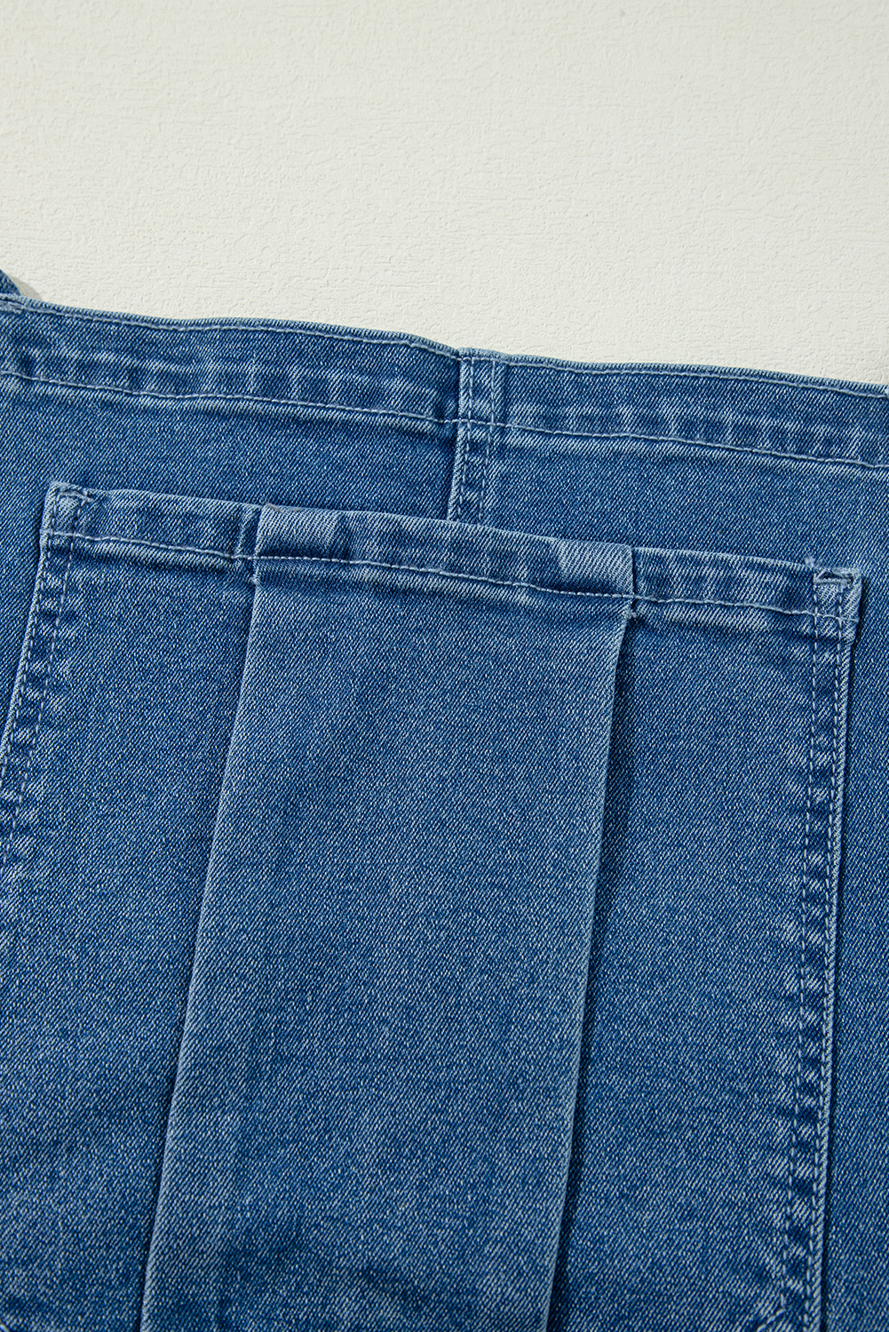 Dusk Blue Adjustable Tie Straps Cropped Wide Leg Denim Overalls - loveforevers