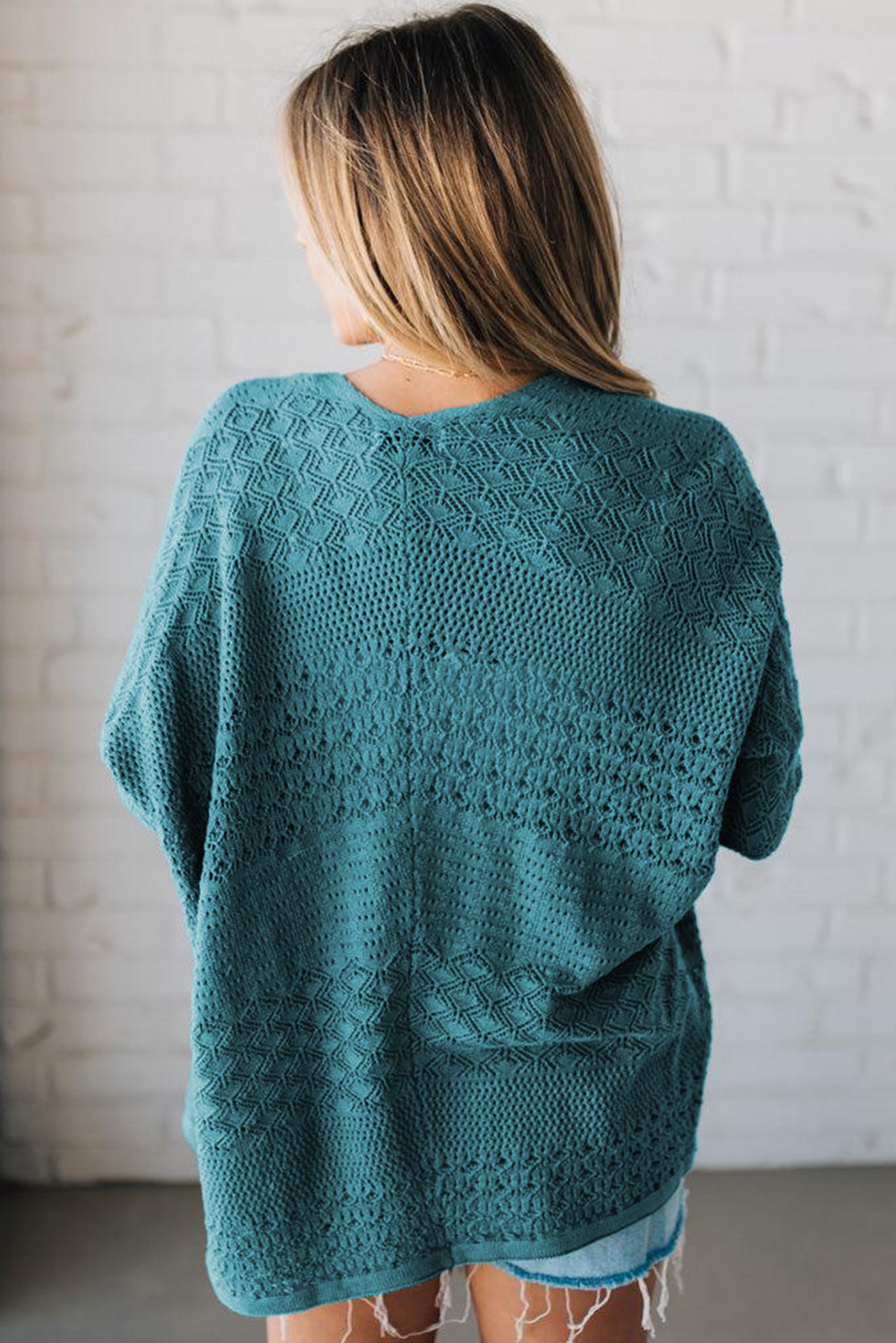 Redwood Burl Mixed Pattern Knitted Open Front Plus Cardigan - loveforevers