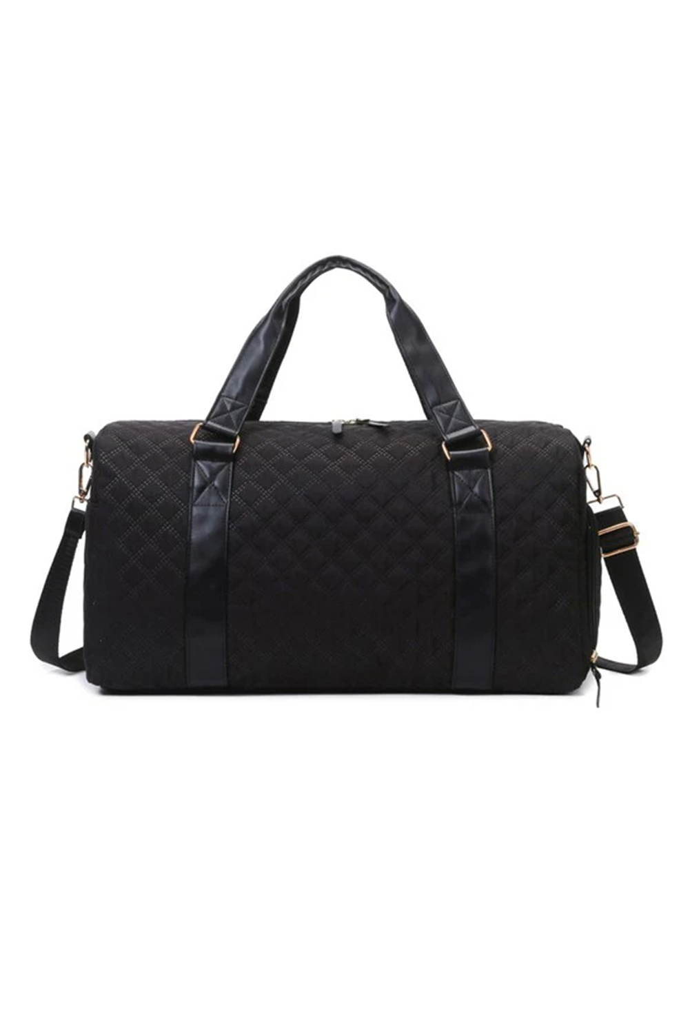 Black Rhombus Textured Waterproof Travel Duffel Bag - loveforevers