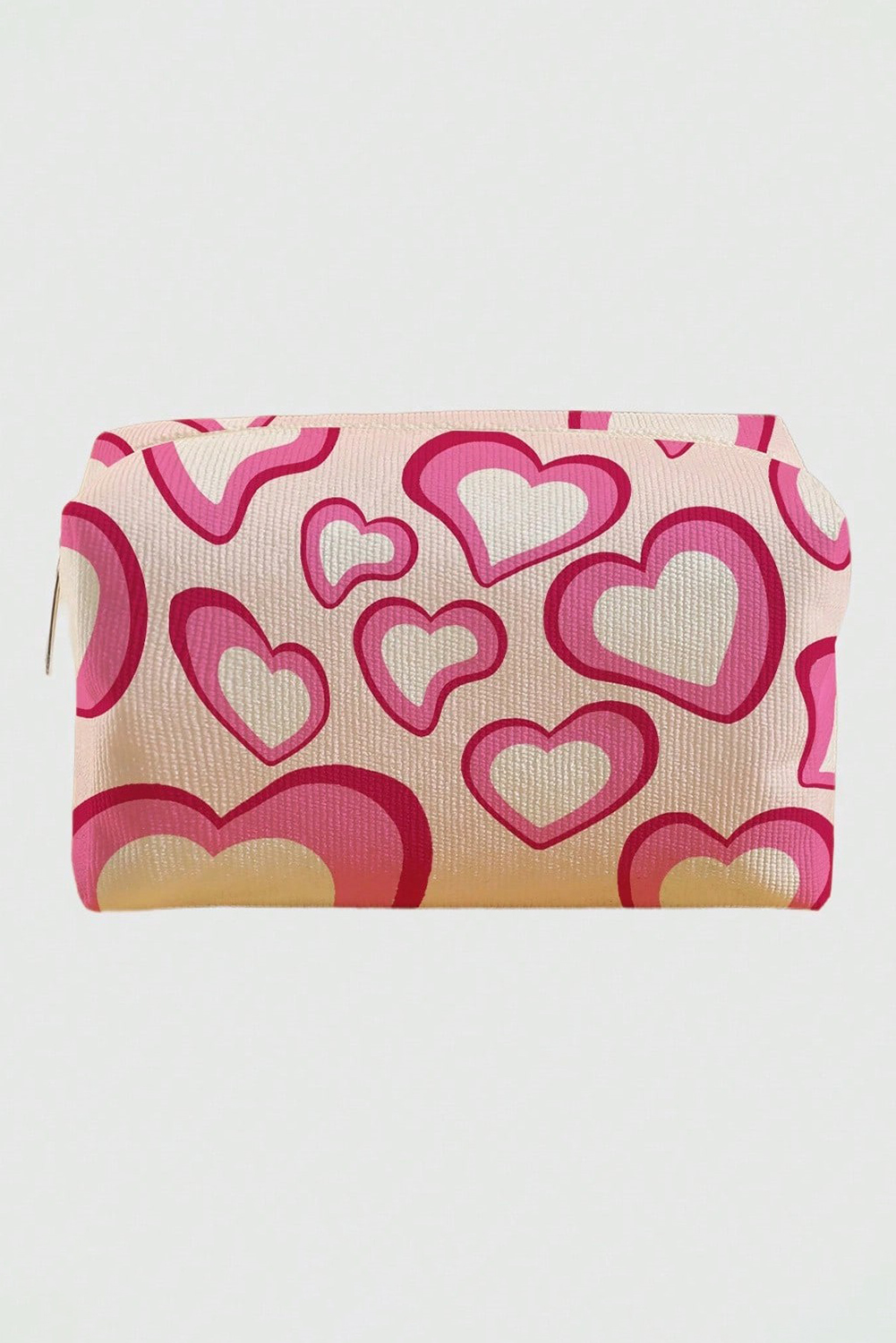 Pink Valentines Fashion Heart Printed Canvas Cosmetic Bag - loveforevers
