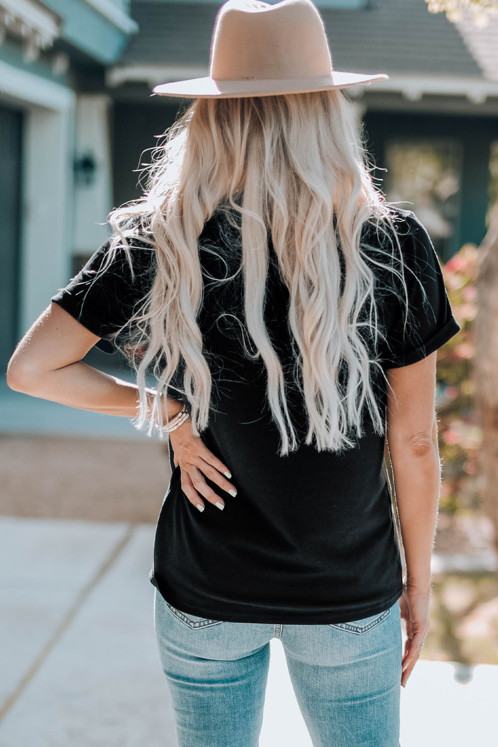Gray Blooming USA Flag Print Casual T Shirt - loveforevers