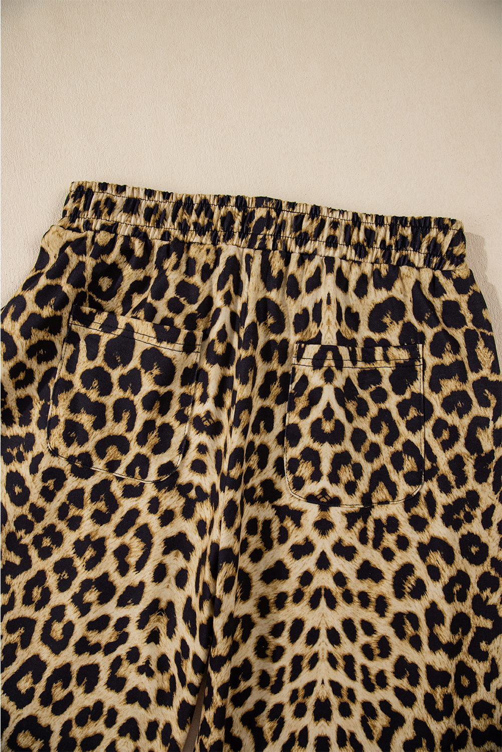 Brown Leopard Print Bow Tie Elastic Waistband Loose High Waist Pants - loveforevers
